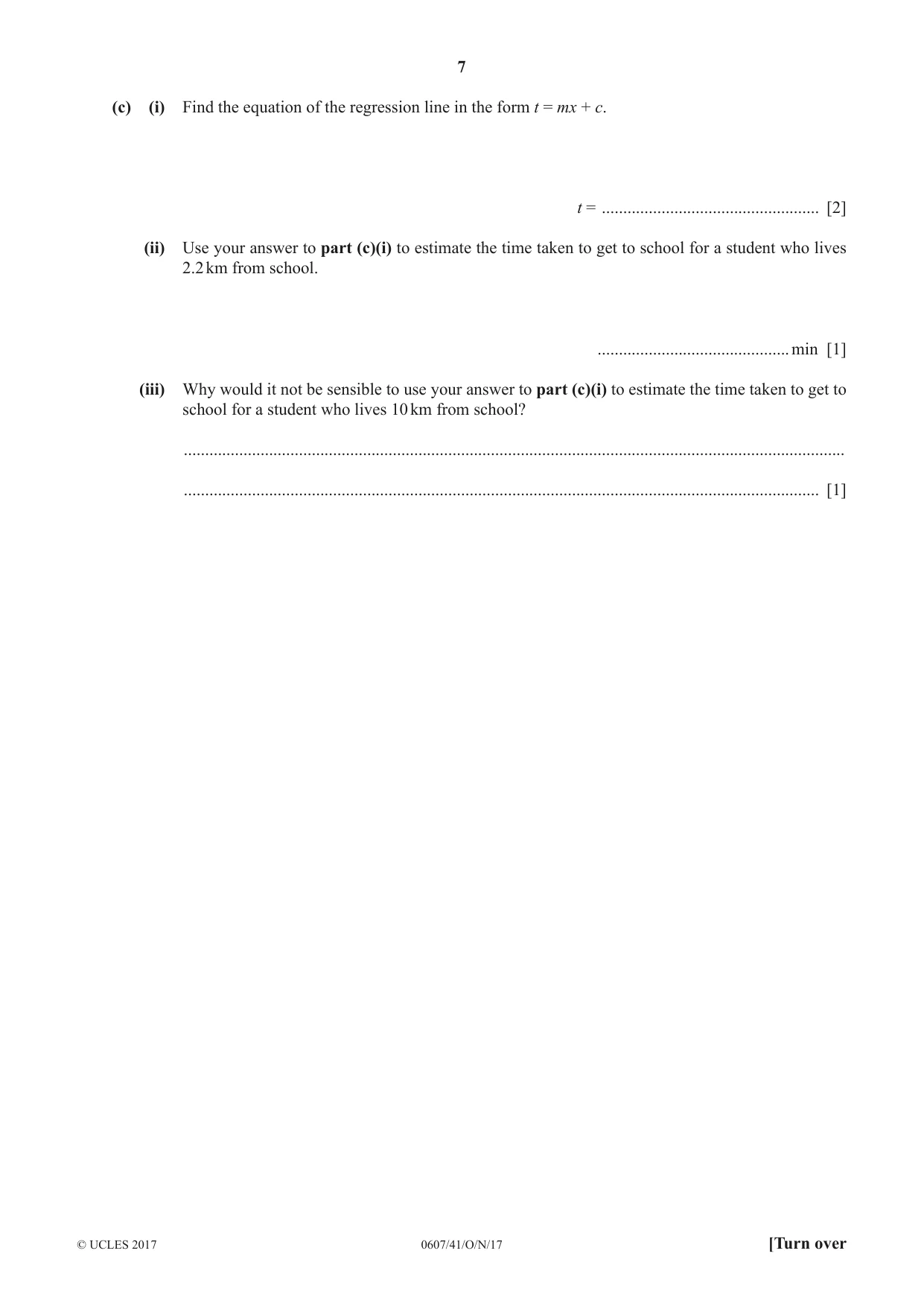 Cambridge IGCSE Mathematics - International 0607 2017 Oct/Nov Paper 4 · Variant 1 question paper, page 7 of 20