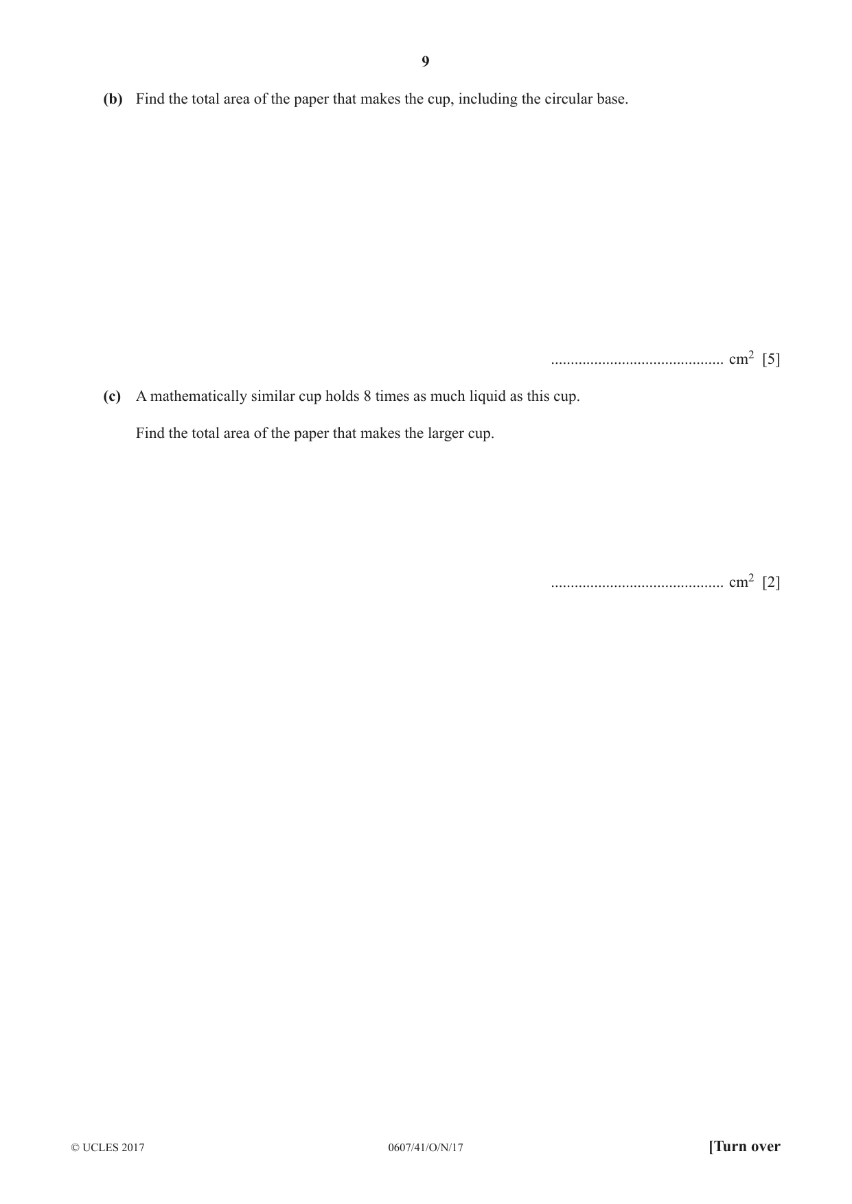 Cambridge IGCSE Mathematics - International 0607 2017 Oct/Nov Paper 4 · Variant 1 question paper, page 9 of 20