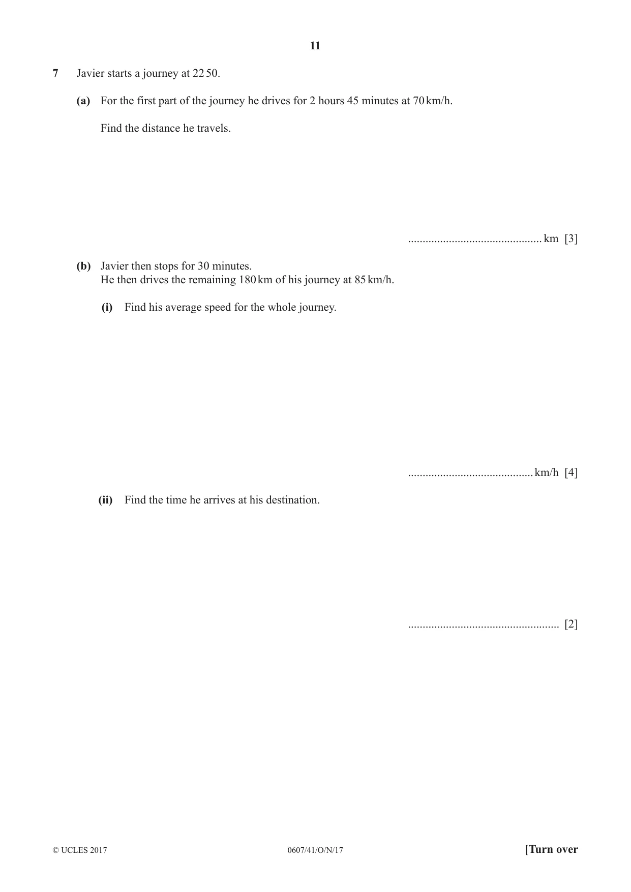 Cambridge IGCSE Mathematics - International 0607 2017 Oct/Nov Paper 4 · Variant 1 question paper, page 11 of 20