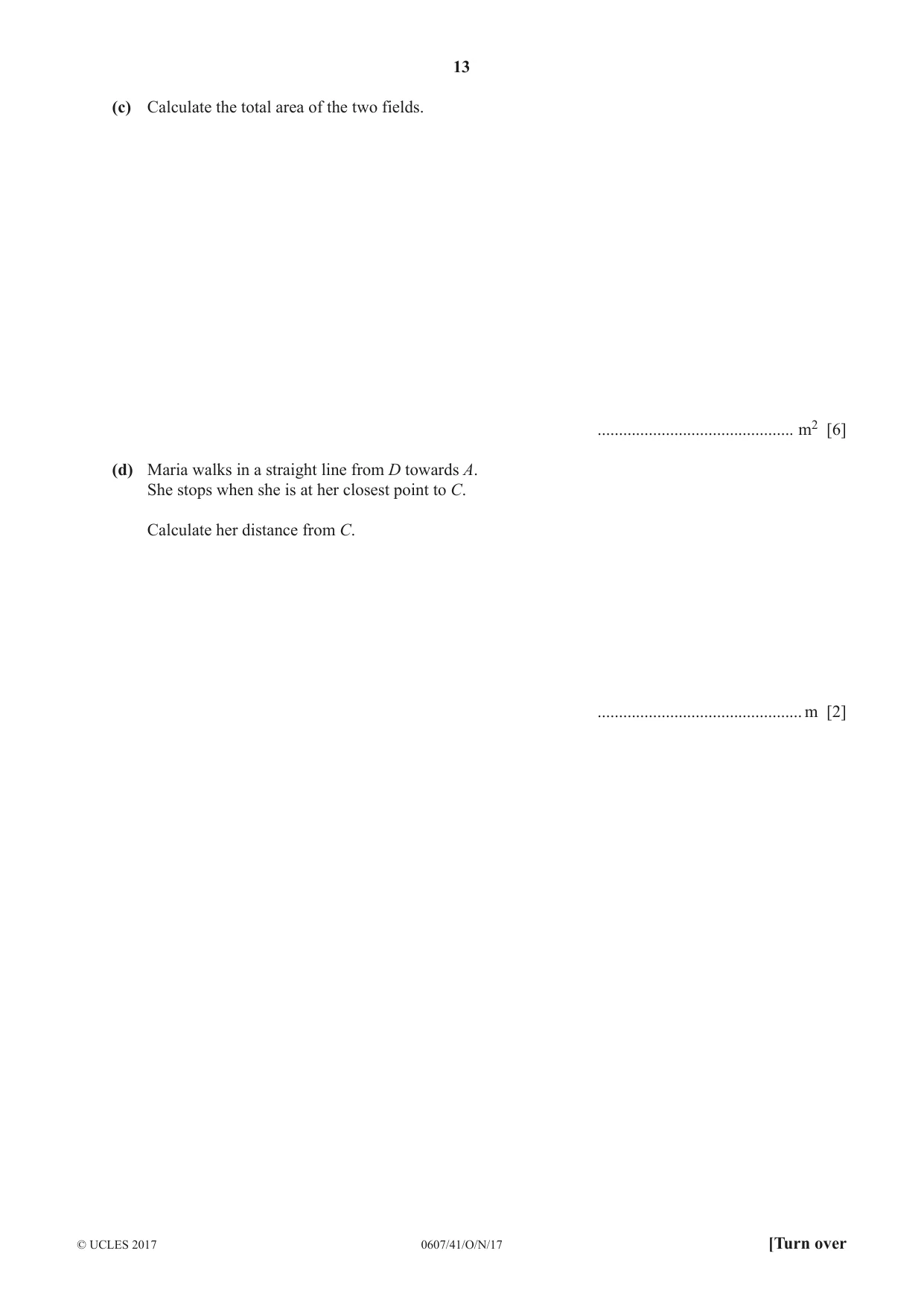 Cambridge IGCSE Mathematics - International 0607 2017 Oct/Nov Paper 4 · Variant 1 question paper, page 13 of 20