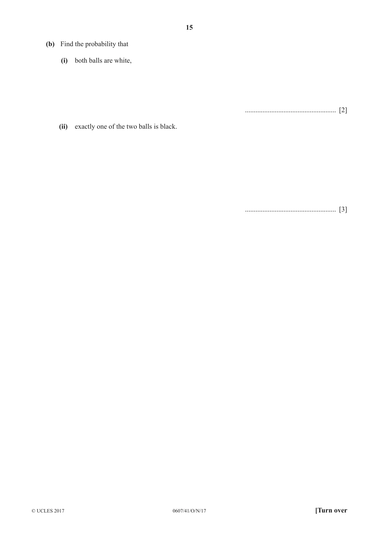 Cambridge IGCSE Mathematics - International 0607 2017 Oct/Nov Paper 4 · Variant 1 question paper, page 15 of 20