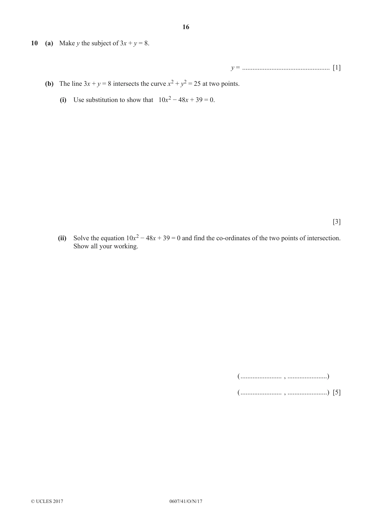 Cambridge IGCSE Mathematics - International 0607 2017 Oct/Nov Paper 4 · Variant 1 question paper, page 16 of 20