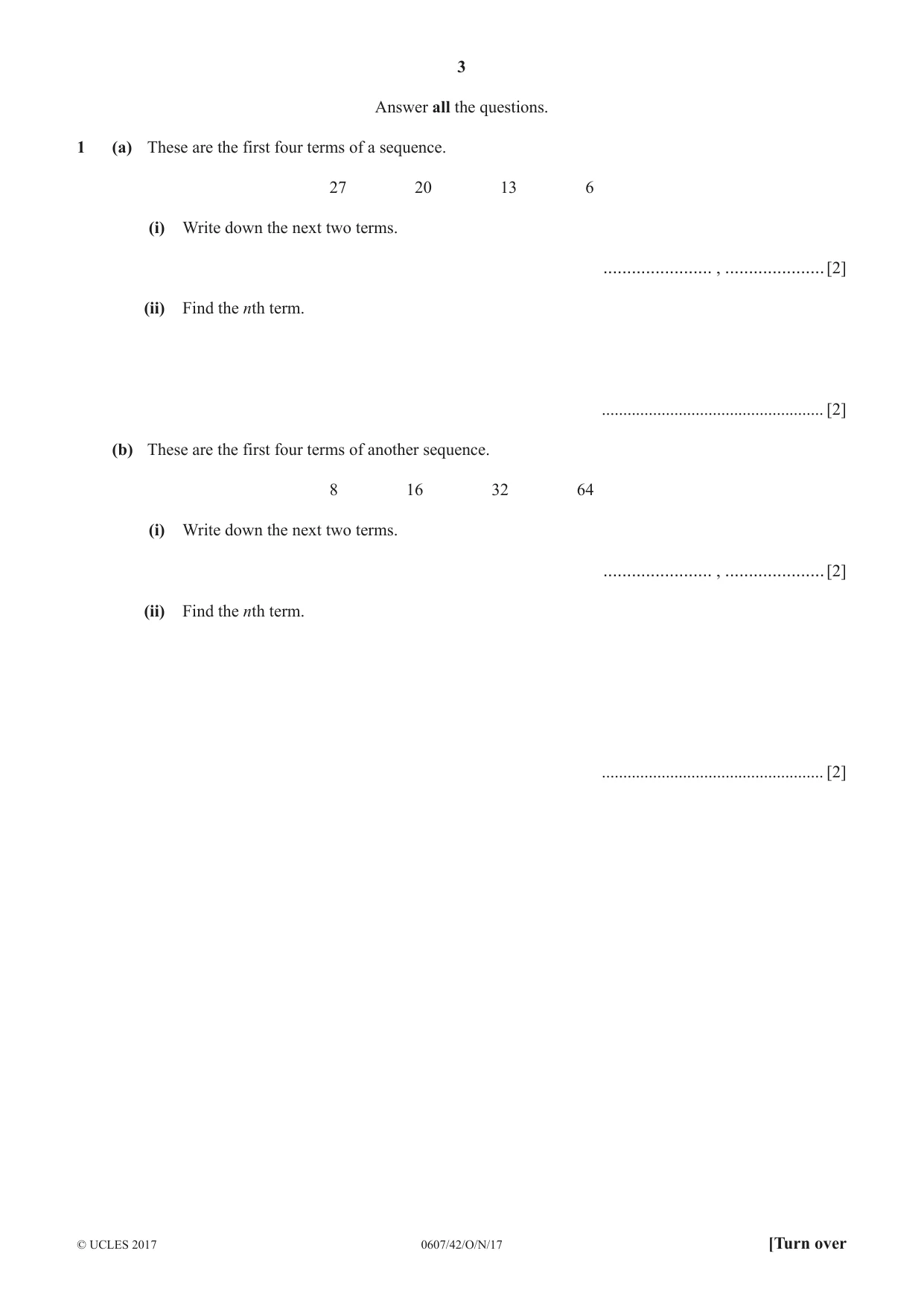 Cambridge IGCSE Mathematics - International 0607 2017 Oct/Nov Paper 4 · Variant 2 question paper, page 3 of 16
