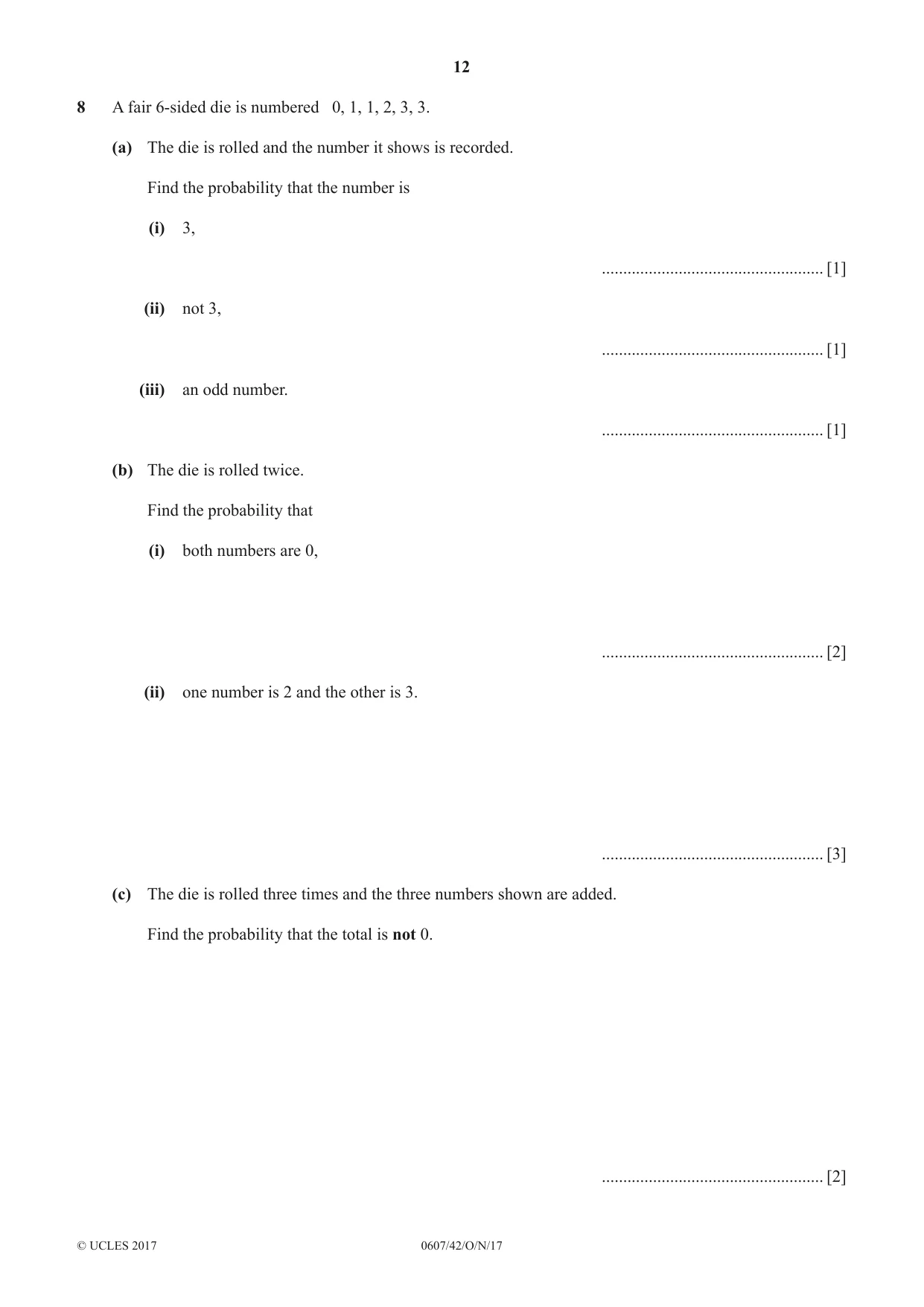 Cambridge IGCSE Mathematics - International 0607 2017 Oct/Nov Paper 4 · Variant 2 question paper, page 12 of 16