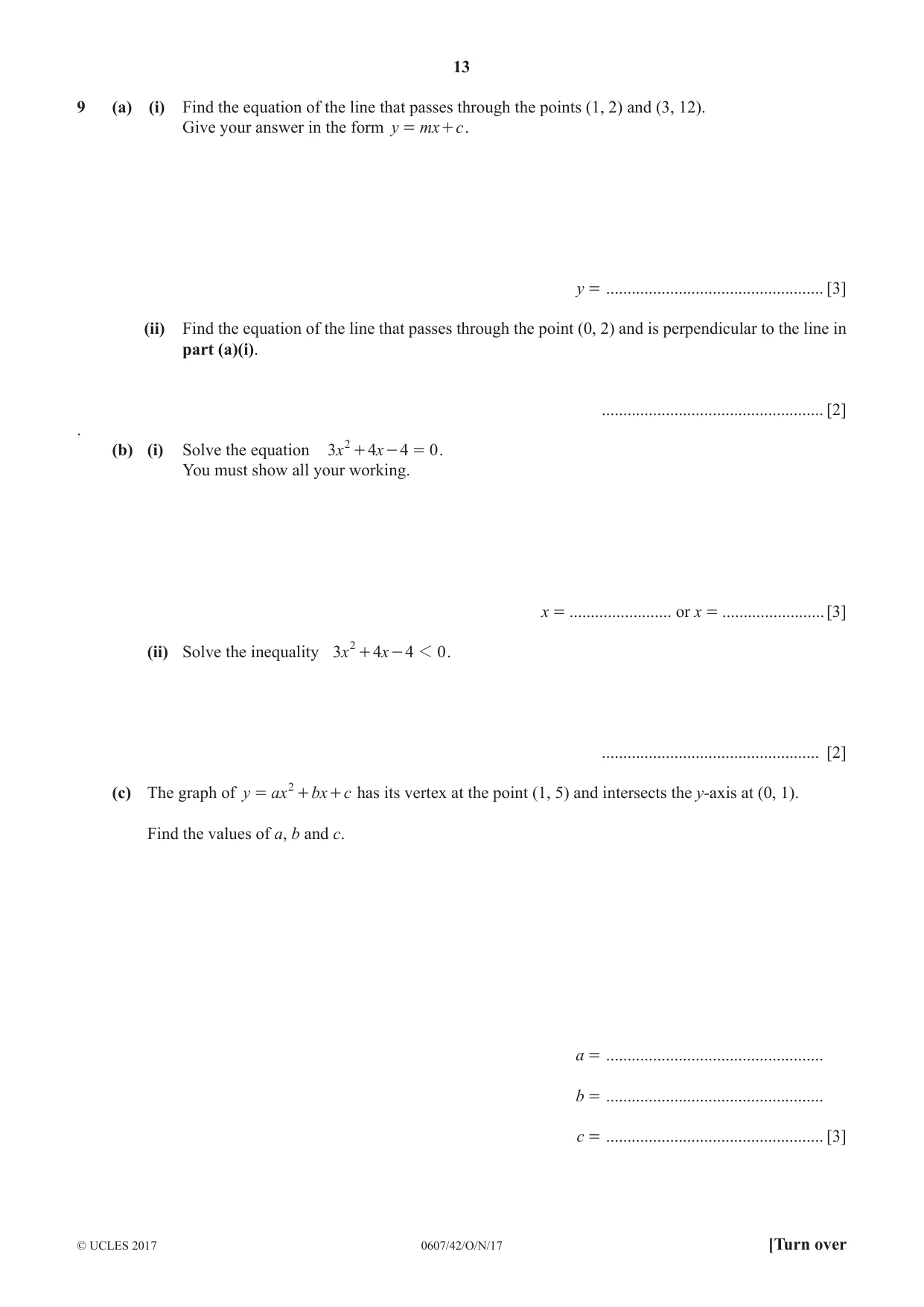 Cambridge IGCSE Mathematics - International 0607 2017 Oct/Nov Paper 4 · Variant 2 question paper, page 13 of 16