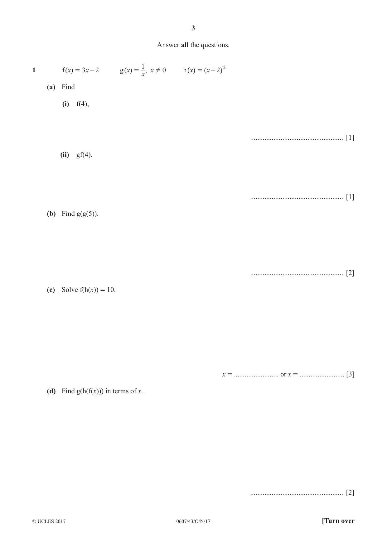 Cambridge IGCSE Mathematics - International 0607 2017 Oct/Nov Paper 4 · Variant 3 question paper, page 3 of 20