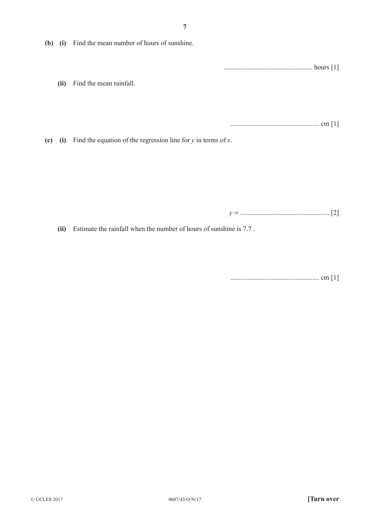 Cambridge IGCSE Mathematics - International 0607 2017 Oct/Nov Paper 4 · Variant 3 question paper, page 7 of 20