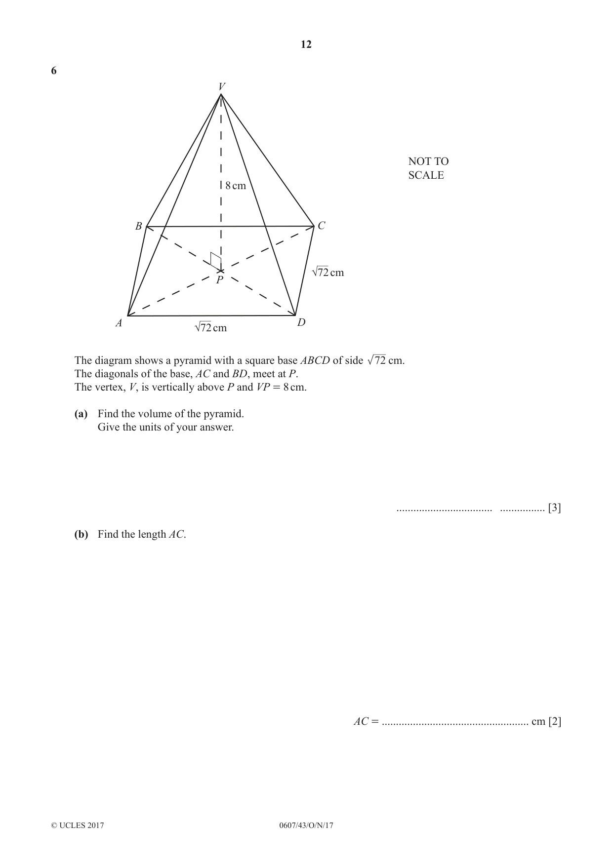 Cambridge IGCSE Mathematics - International 0607 2017 Oct/Nov Paper 4 · Variant 3 question paper, page 12 of 20
