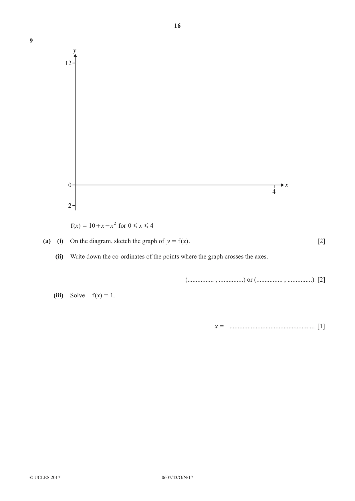 Cambridge IGCSE Mathematics - International 0607 2017 Oct/Nov Paper 4 · Variant 3 question paper, page 16 of 20