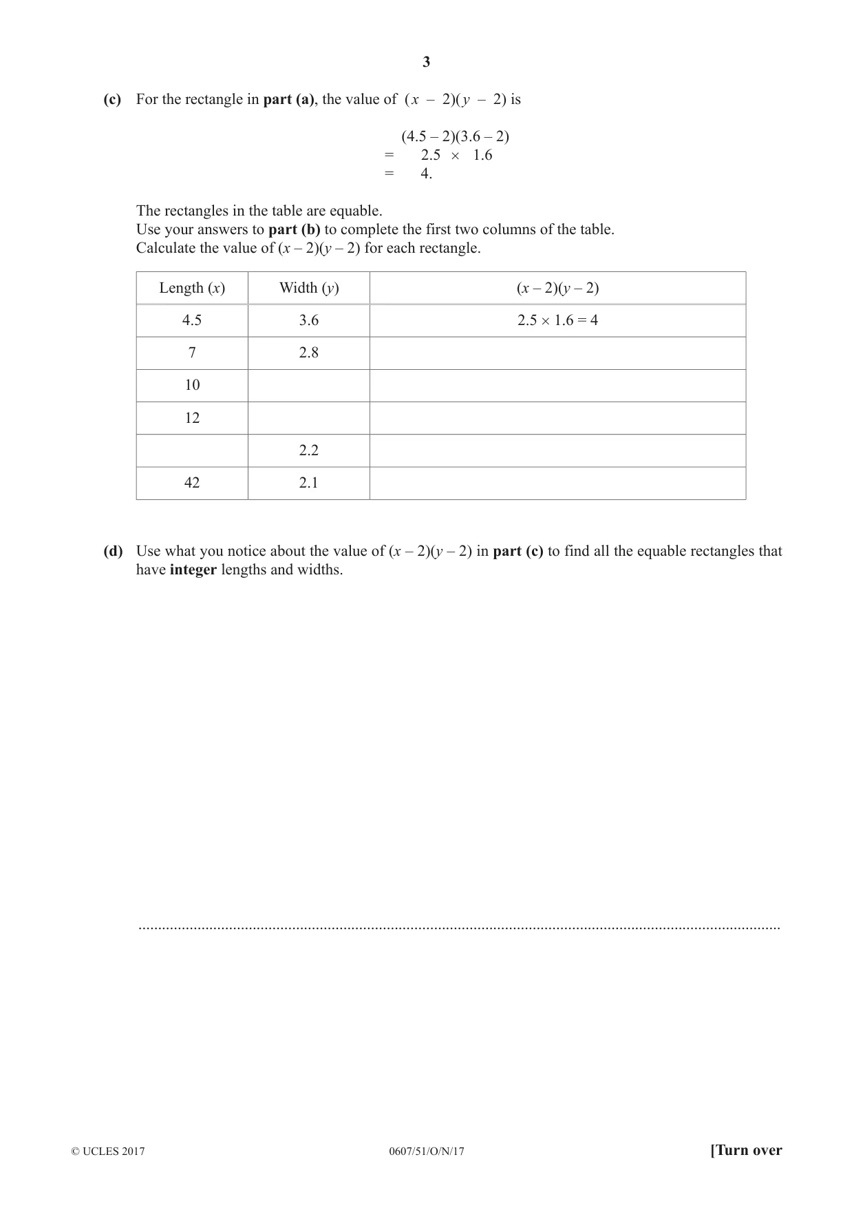 Cambridge IGCSE Mathematics - International 0607 2017 Oct/Nov Paper 5 · Variant 1 question paper, page 3 of 8
