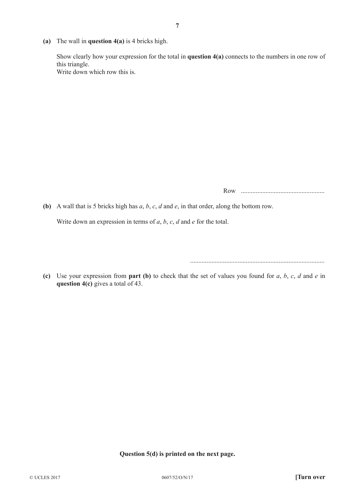 Cambridge IGCSE Mathematics - International 0607 2017 Oct/Nov Paper 5 · Variant 2 question paper, page 7 of 8