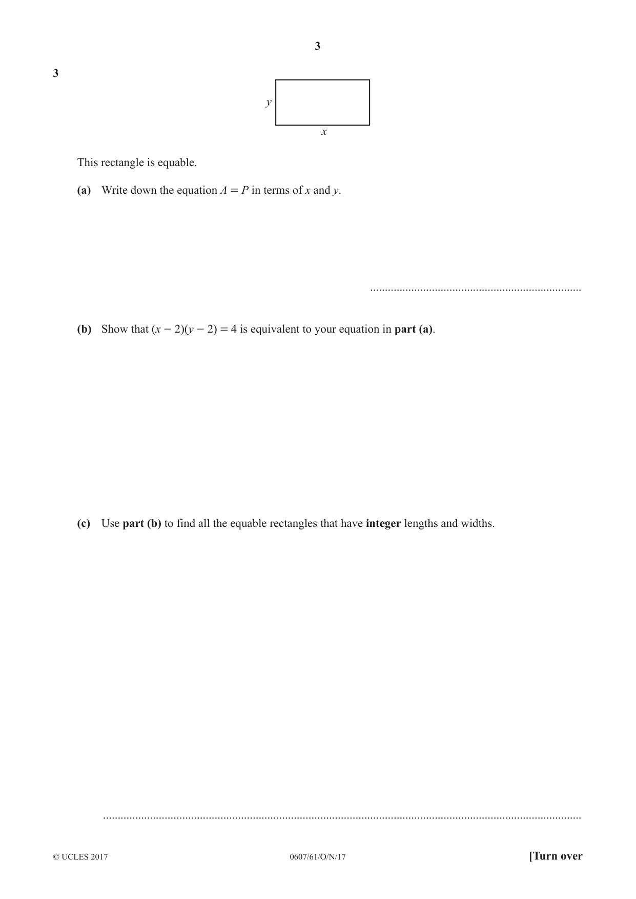 Cambridge IGCSE Mathematics - International 0607 2017 Oct/Nov Paper 6 · Variant 1 question paper, page 3 of 12