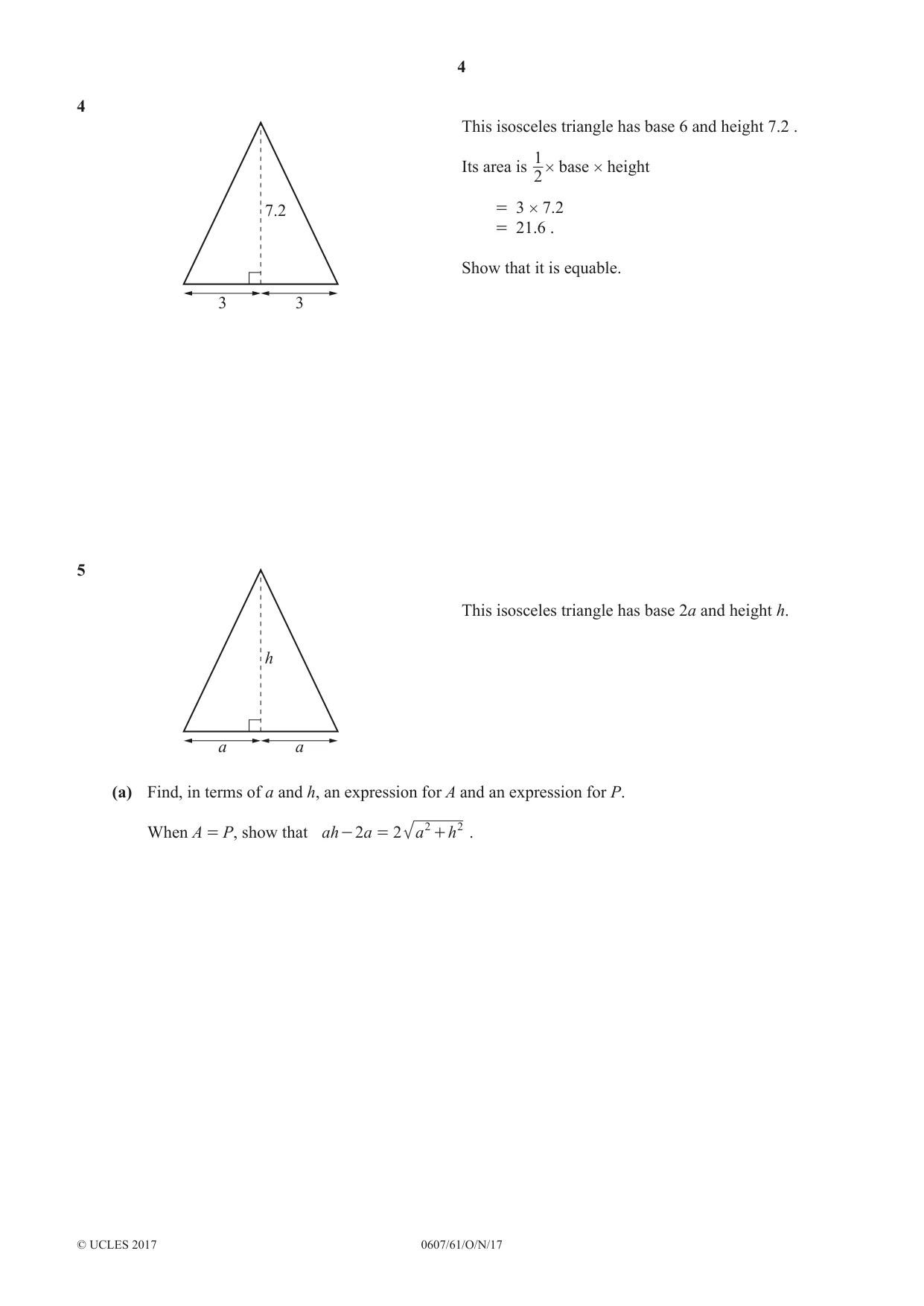 Cambridge IGCSE Mathematics - International 0607 2017 Oct/Nov Paper 6 · Variant 1 question paper, page 4 of 12