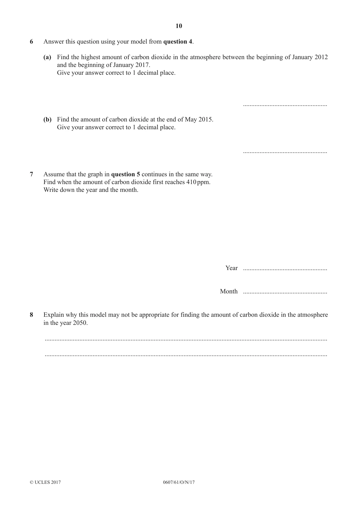 Cambridge IGCSE Mathematics - International 0607 2017 Oct/Nov Paper 6 · Variant 1 question paper, page 10 of 12