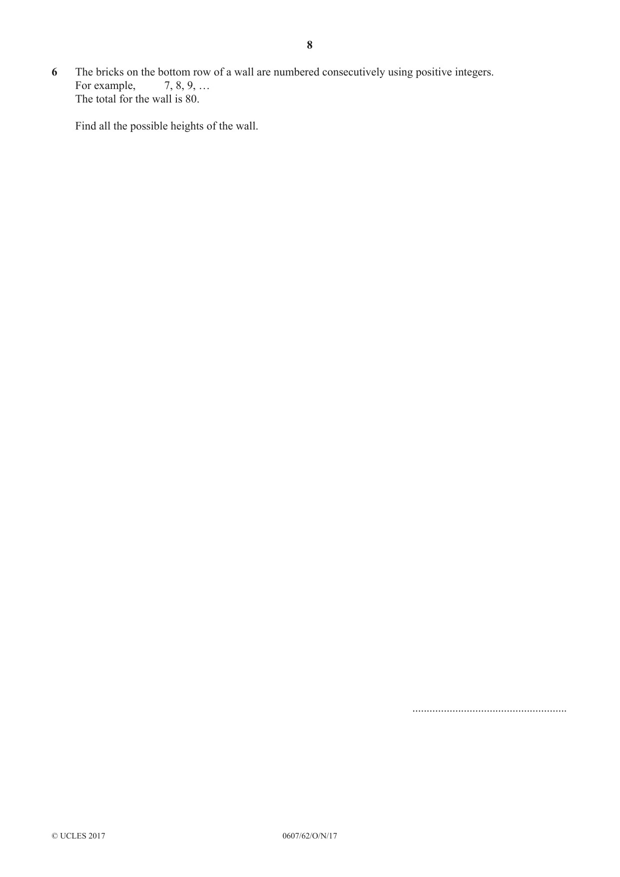 Cambridge IGCSE Mathematics - International 0607 2017 Oct/Nov Paper 6 · Variant 2 question paper, page 8 of 16