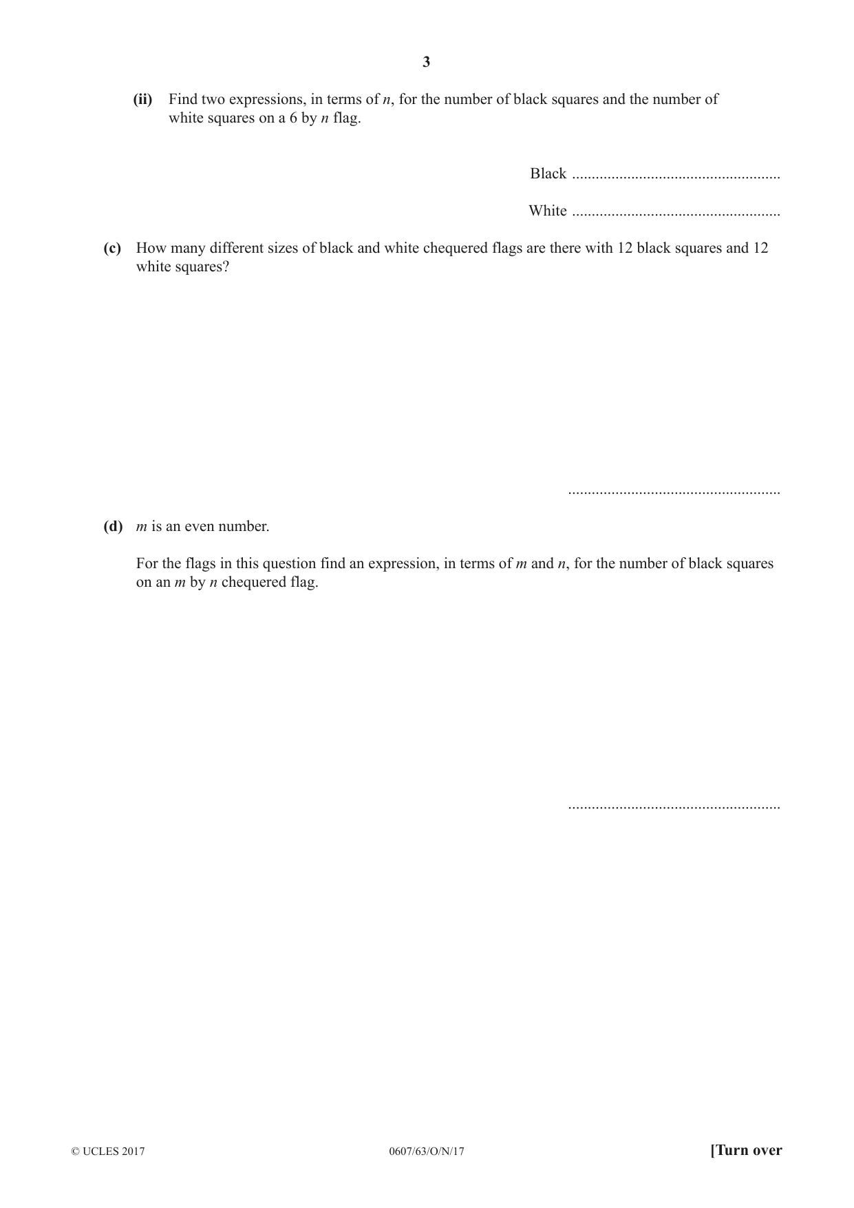 Cambridge IGCSE Mathematics - International 0607 2017 Oct/Nov Paper 6 · Variant 3 question paper, page 3 of 12