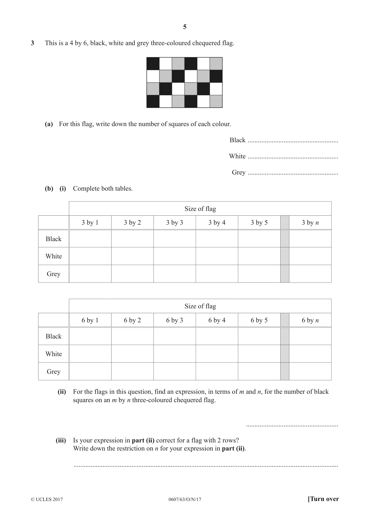 Cambridge IGCSE Mathematics - International 0607 2017 Oct/Nov Paper 6 · Variant 3 question paper, page 5 of 12