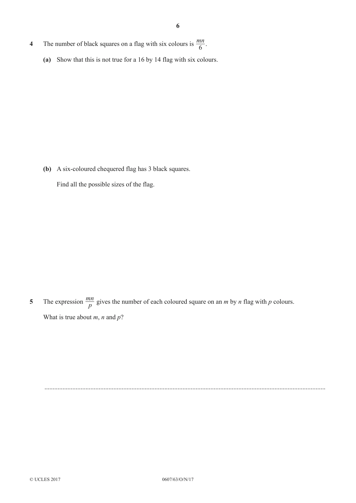 Cambridge IGCSE Mathematics - International 0607 2017 Oct/Nov Paper 6 · Variant 3 question paper, page 6 of 12