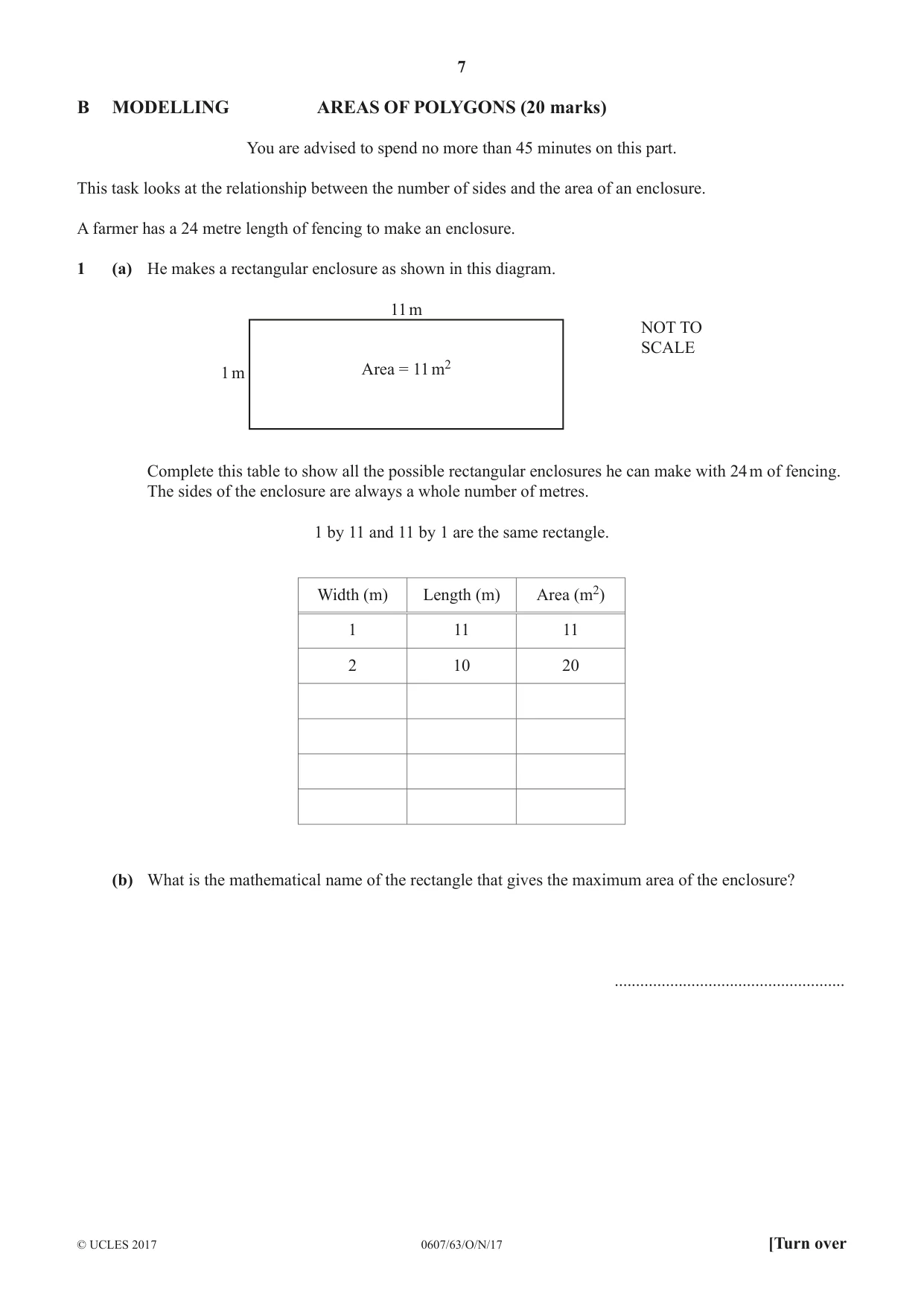 Cambridge IGCSE Mathematics - International 0607 2017 Oct/Nov Paper 6 · Variant 3 question paper, page 7 of 12