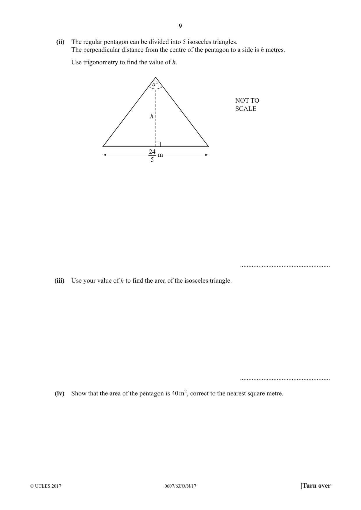 Cambridge IGCSE Mathematics - International 0607 2017 Oct/Nov Paper 6 · Variant 3 question paper, page 9 of 12