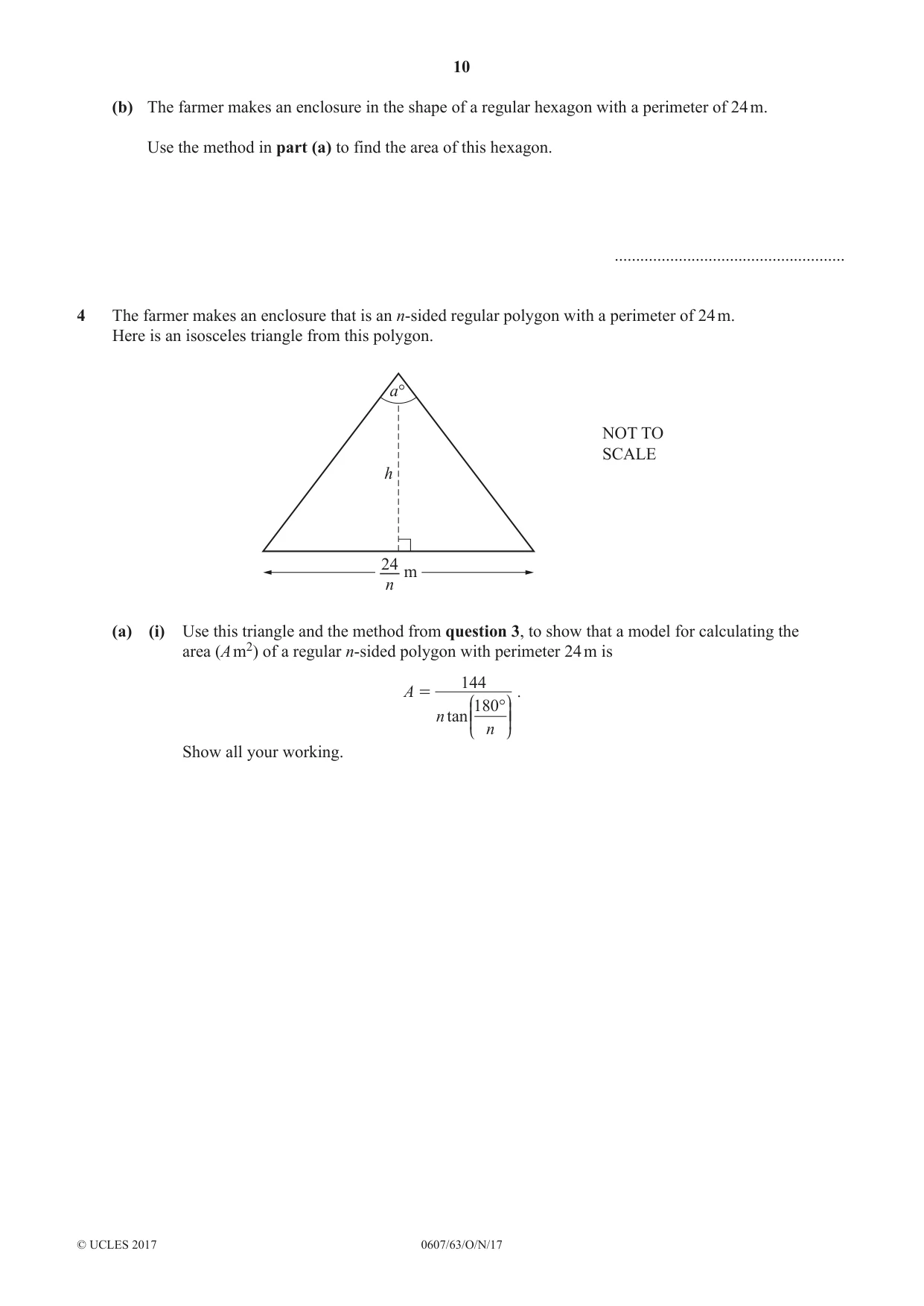 Cambridge IGCSE Mathematics - International 0607 2017 Oct/Nov Paper 6 · Variant 3 question paper, page 10 of 12