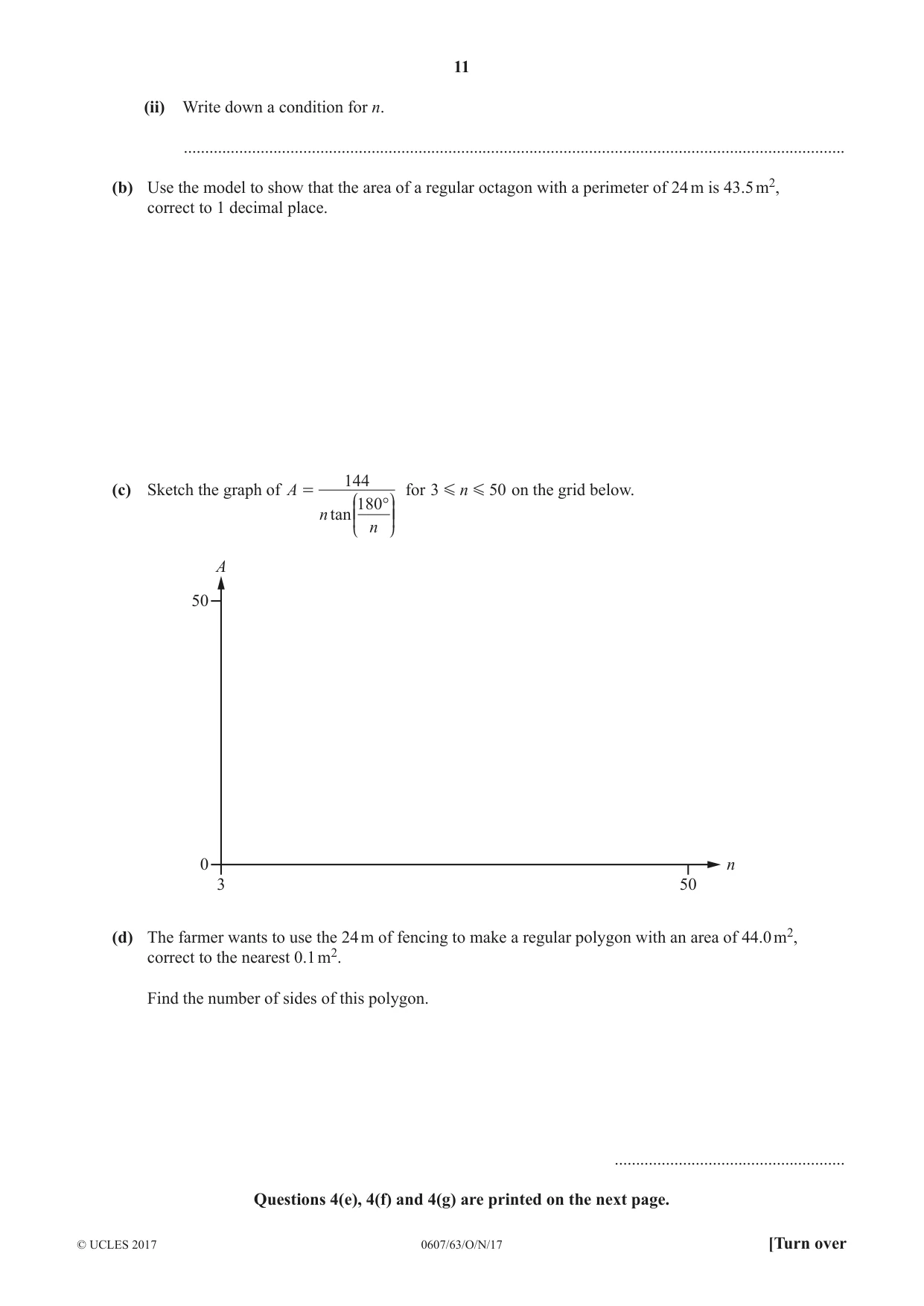 Cambridge IGCSE Mathematics - International 0607 2017 Oct/Nov Paper 6 · Variant 3 question paper, page 11 of 12