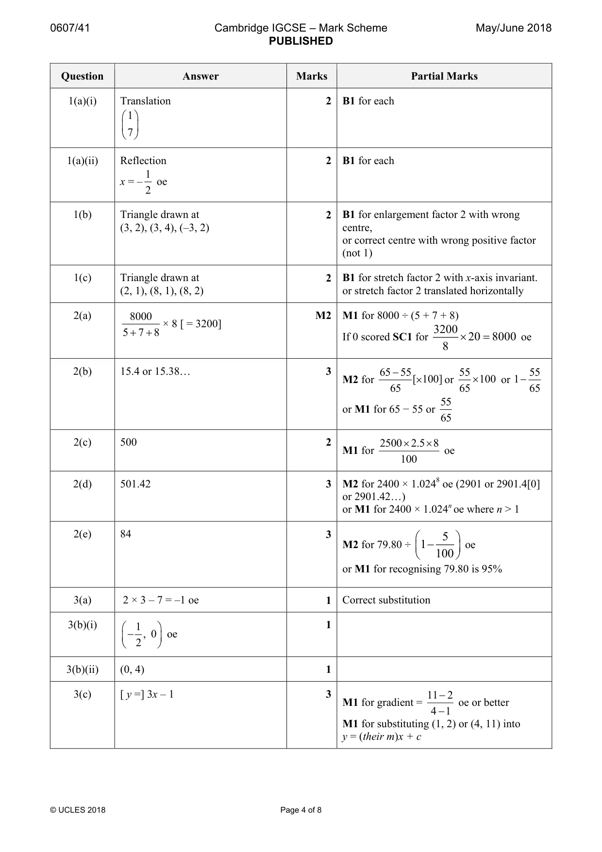 Mark scheme, page 4 of 8