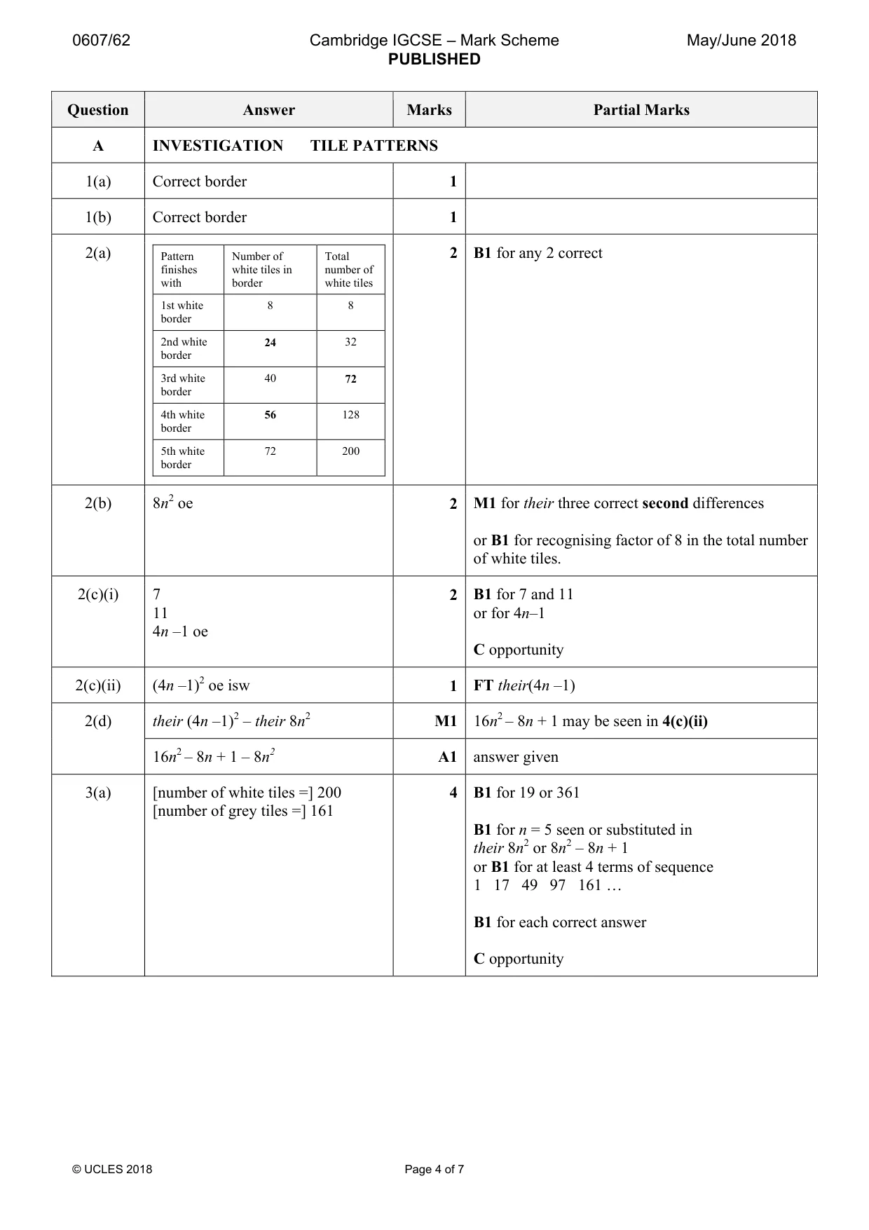 Mark scheme, page 4 of 7
