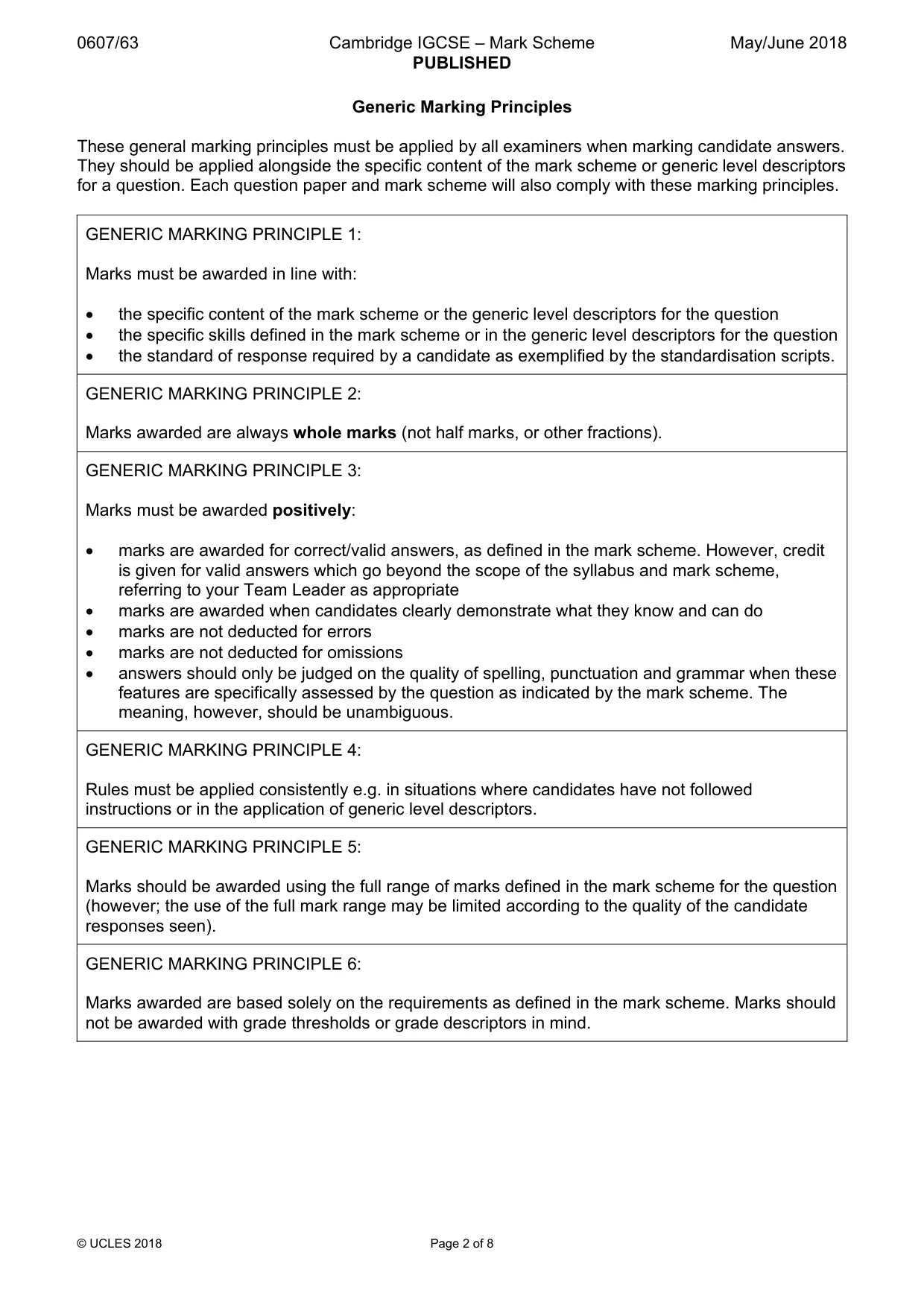 Mark scheme, page 2 of 8