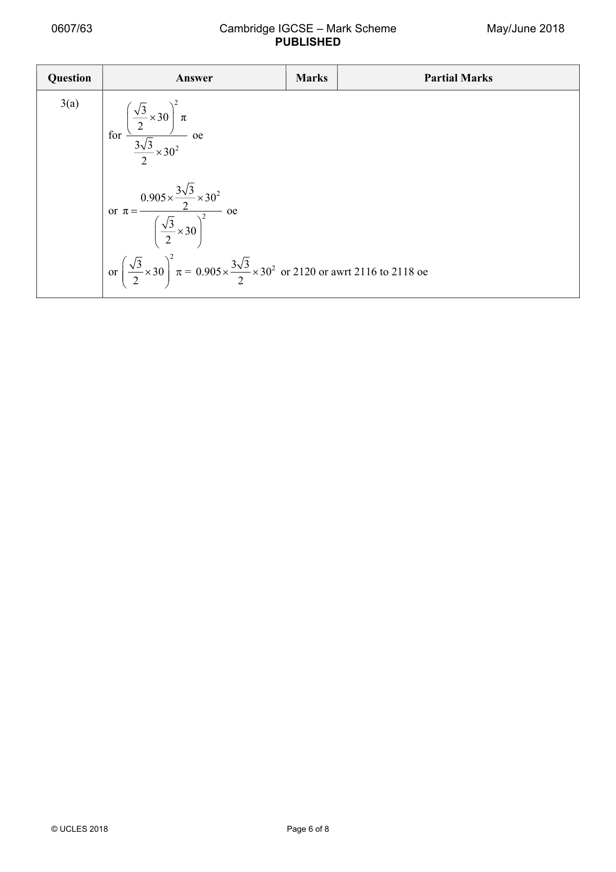 Mark scheme, page 6 of 8