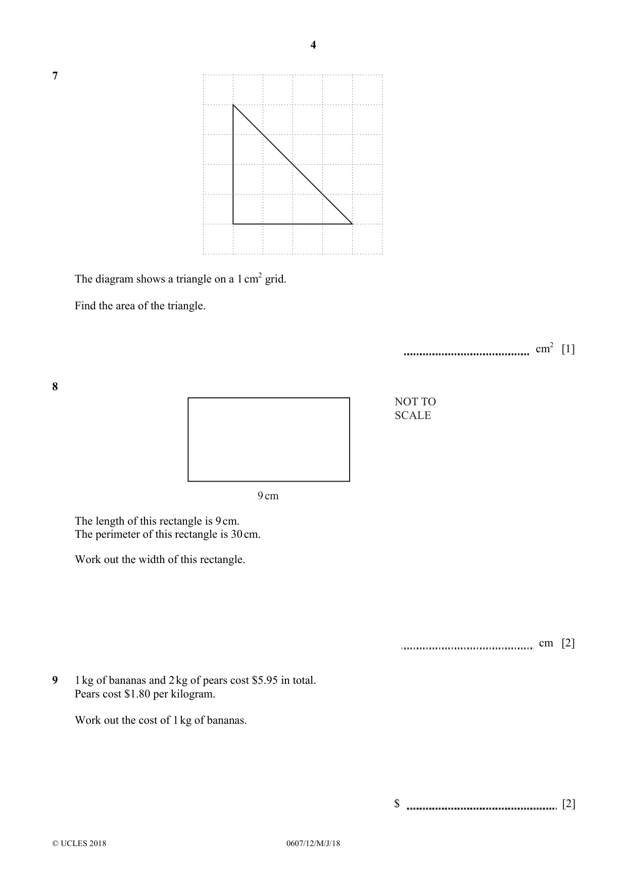 Cambridge IGCSE Mathematics - International 0607 2018 May/June Paper 1 · Variant 2 question paper, page 4 of 8