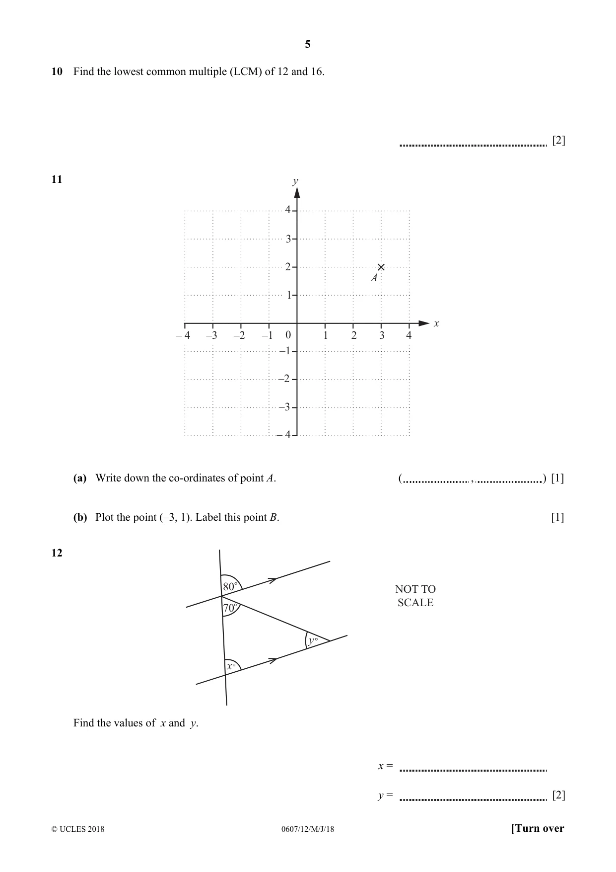 Cambridge IGCSE Mathematics - International 0607 2018 May/June Paper 1 · Variant 2 question paper, page 5 of 8