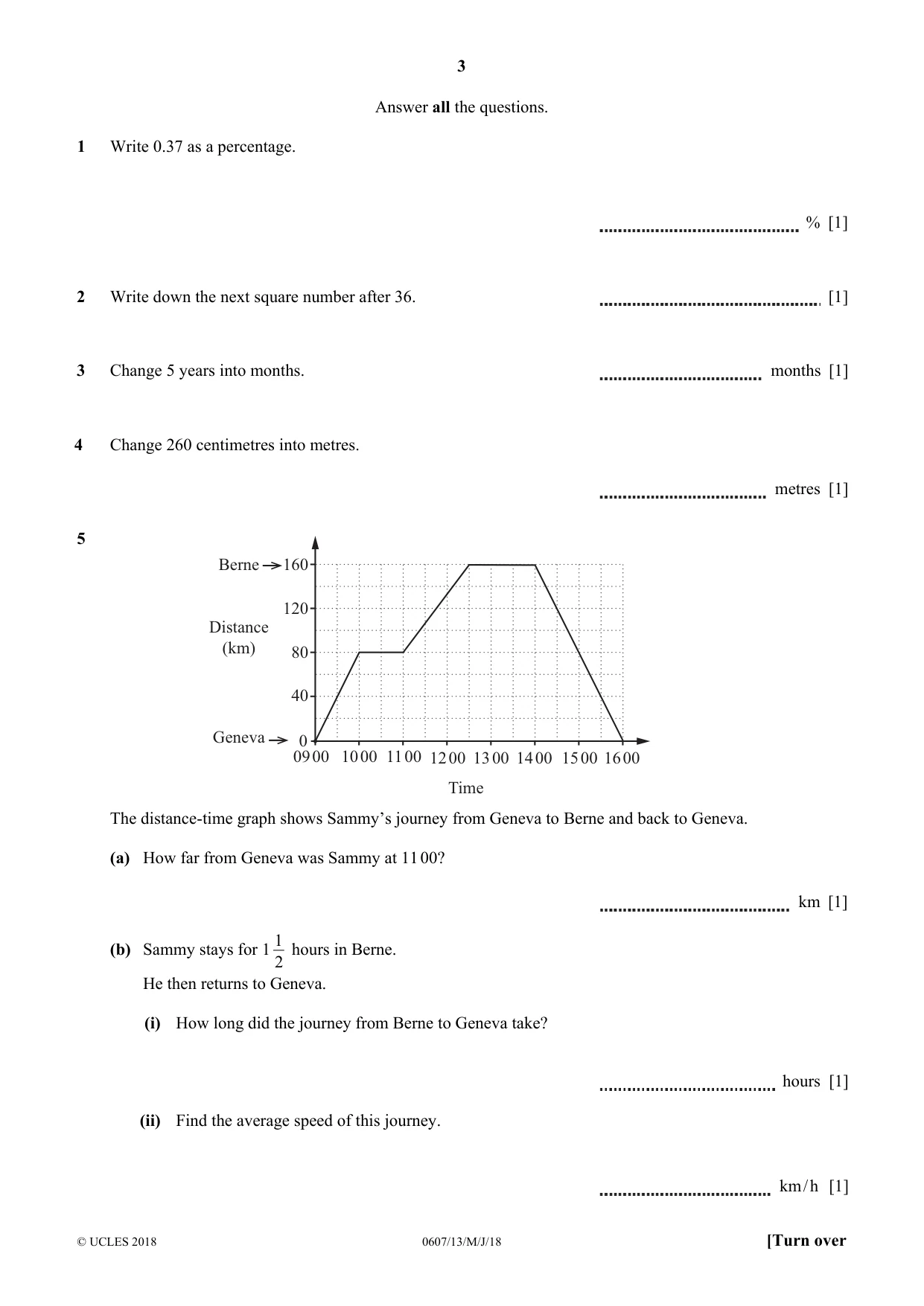 Cambridge IGCSE Mathematics - International 0607 2018 May/June Paper 1 · Variant 3 question paper, page 3 of 8