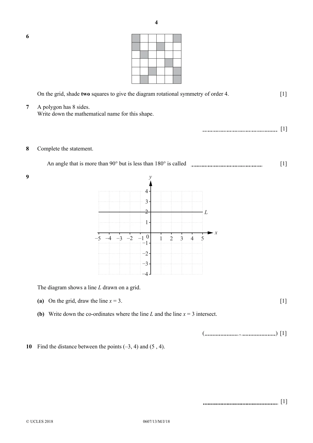 Cambridge IGCSE Mathematics - International 0607 2018 May/June Paper 1 · Variant 3 question paper, page 4 of 8