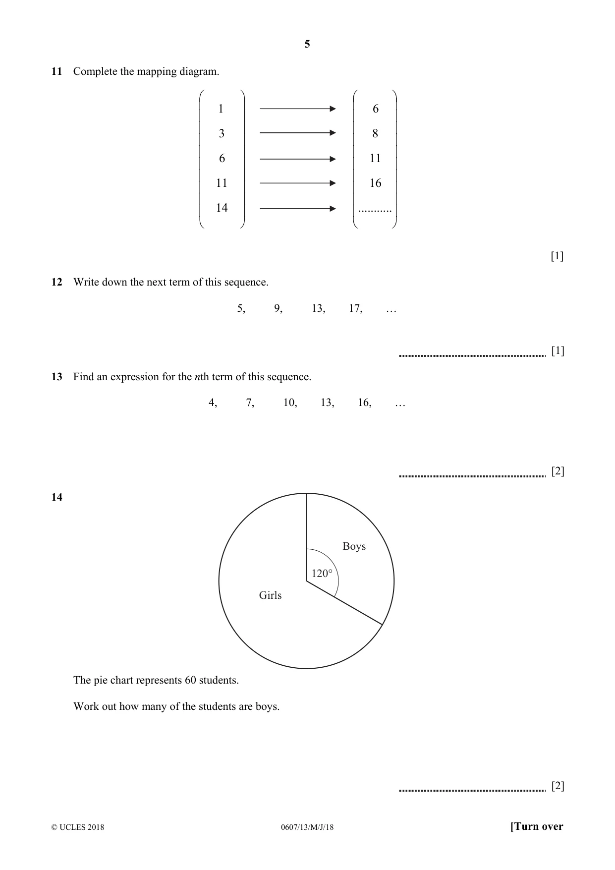 Cambridge IGCSE Mathematics - International 0607 2018 May/June Paper 1 · Variant 3 question paper, page 5 of 8