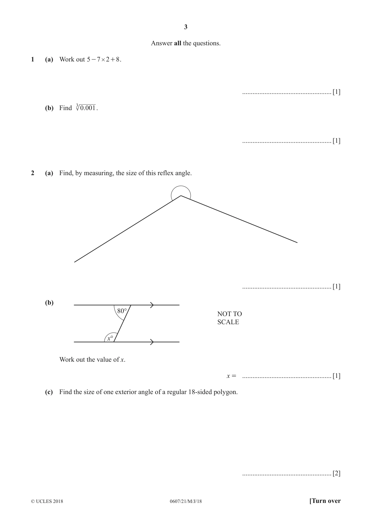 Cambridge IGCSE Mathematics - International 0607 2018 May/June Paper 2 · Variant 1 question paper, page 3 of 8