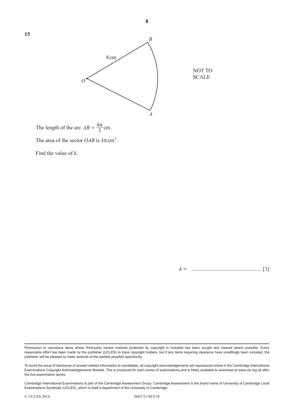 Cambridge IGCSE Mathematics - International 0607 2018 May/June Paper 2 · Variant 1 question paper, page 8 of 8