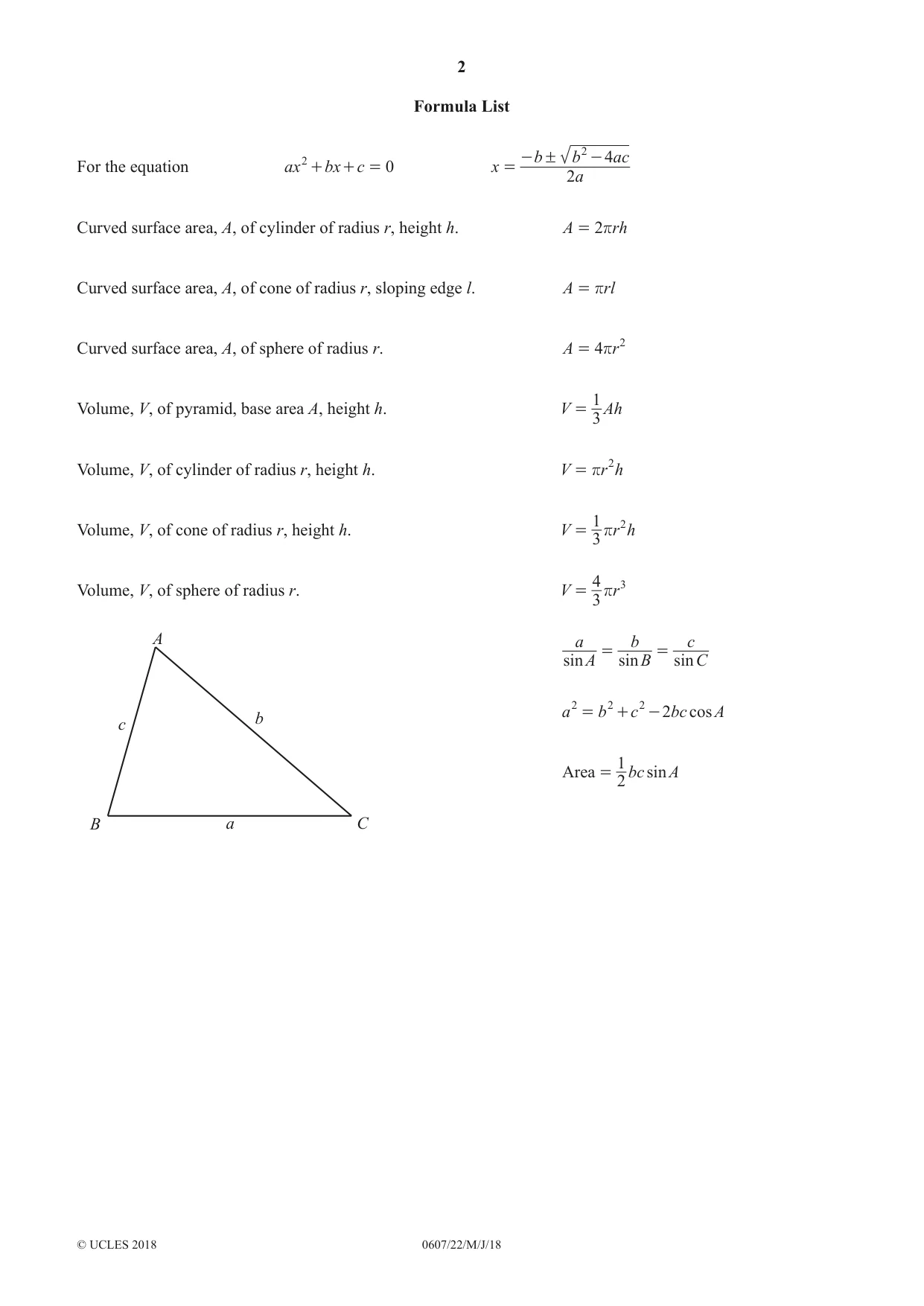 Cambridge IGCSE Mathematics - International 0607 2018 May/June Paper 2 · Variant 2 question paper, page 2 of 8