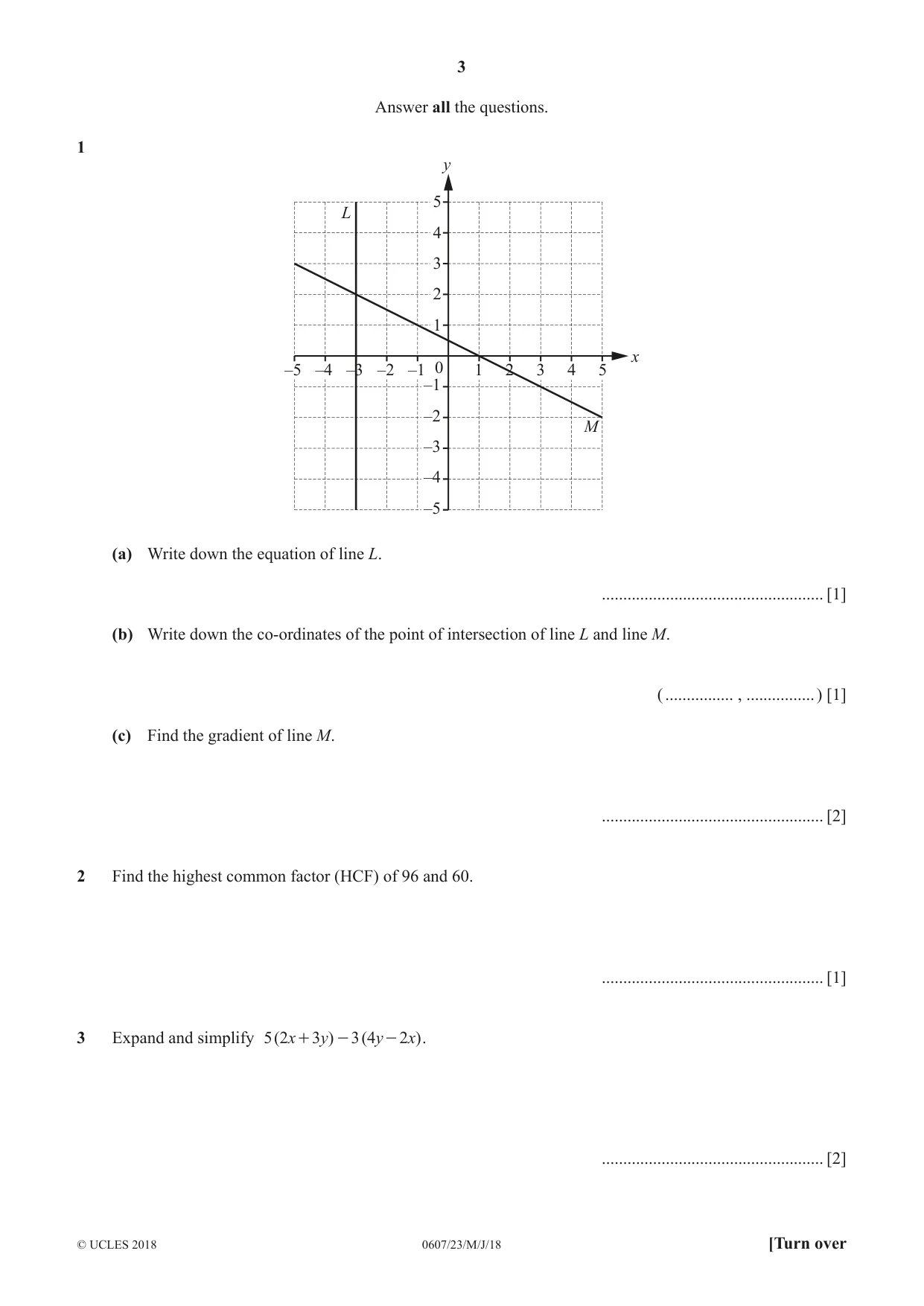 Cambridge IGCSE Mathematics - International 0607 2018 May/June Paper 2 · Variant 3 question paper, page 3 of 8