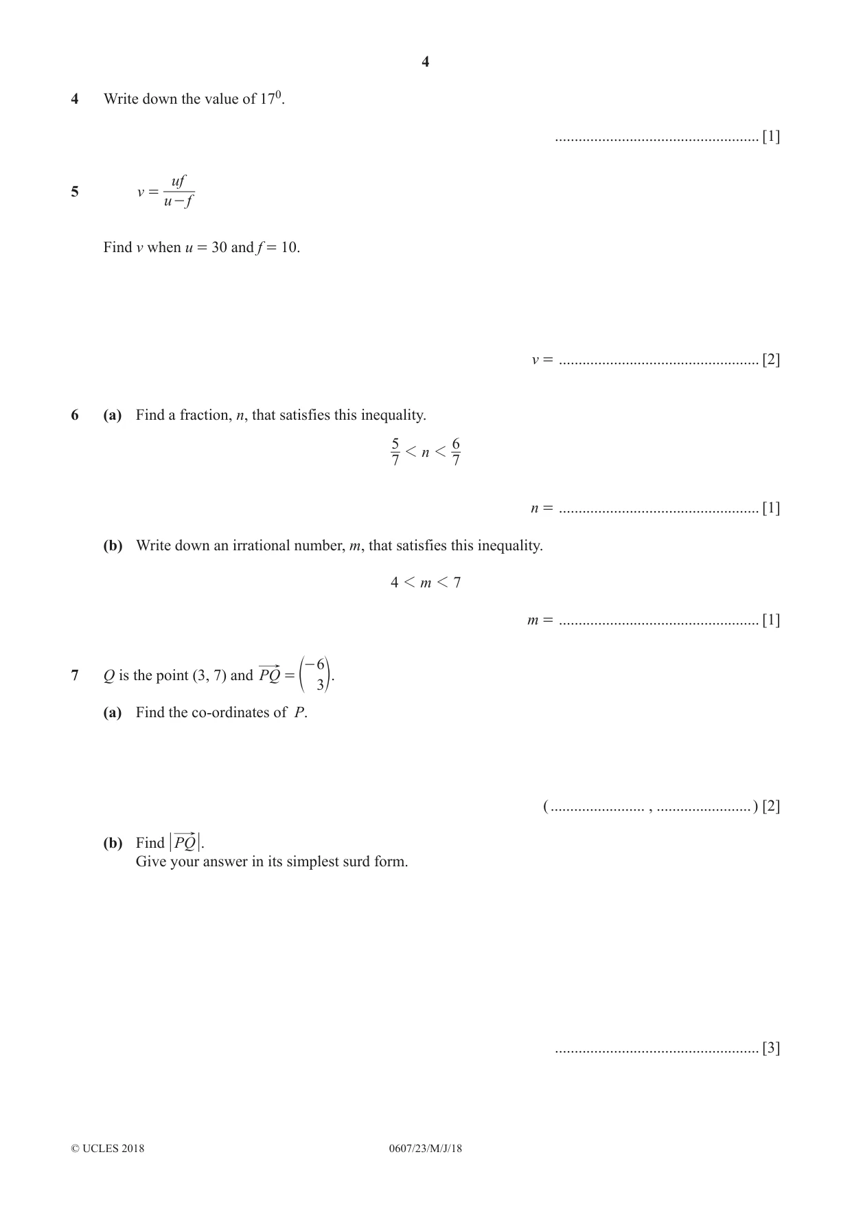 Cambridge IGCSE Mathematics - International 0607 2018 May/June Paper 2 · Variant 3 question paper, page 4 of 8