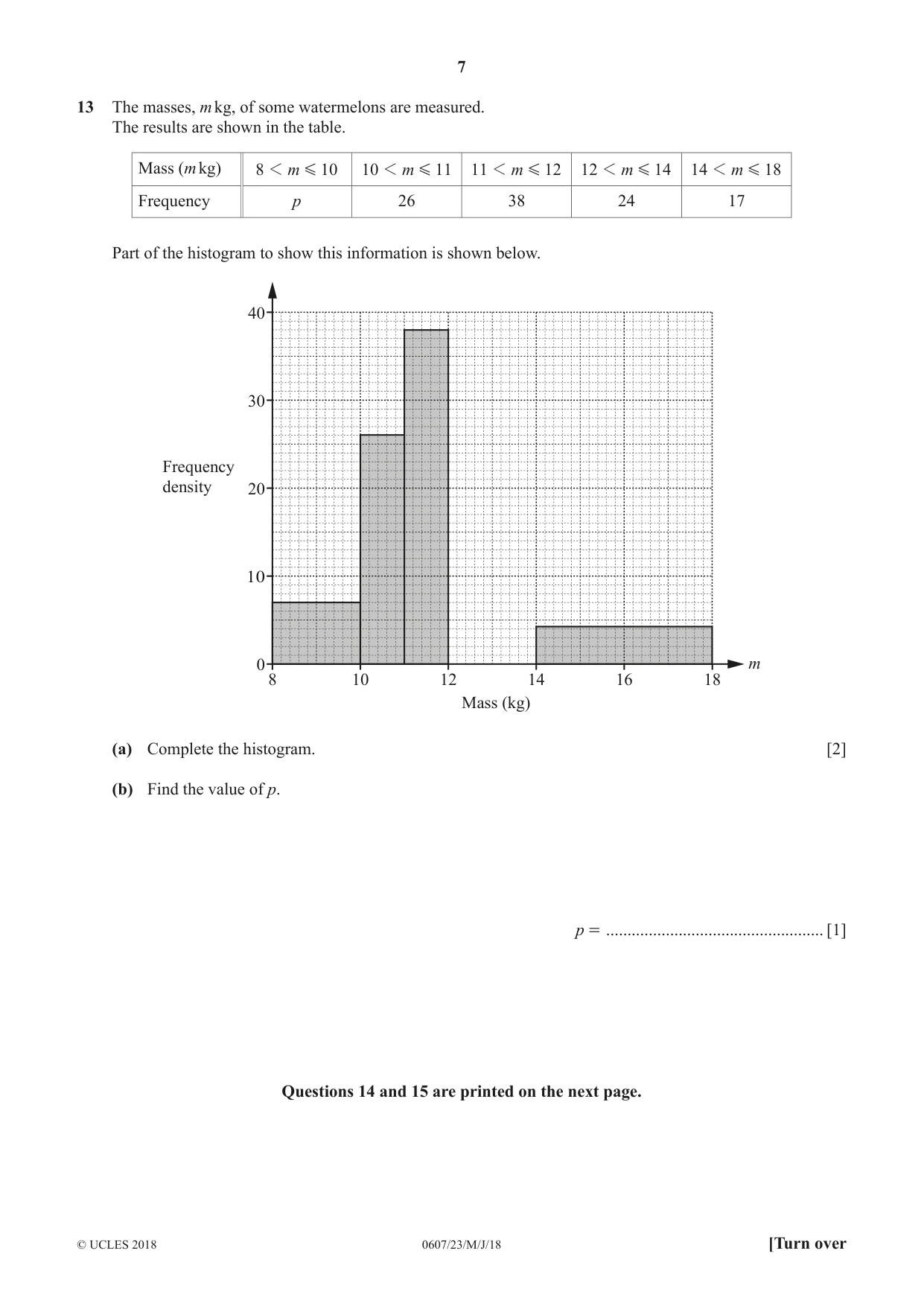 Cambridge IGCSE Mathematics - International 0607 2018 May/June Paper 2 · Variant 3 question paper, page 7 of 8