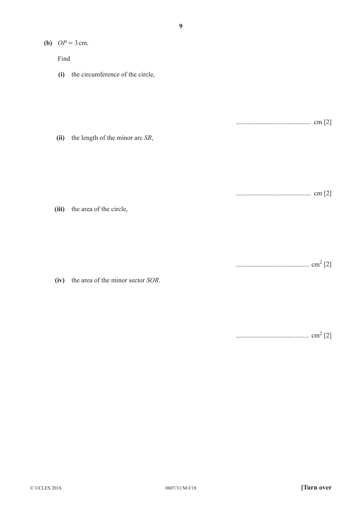 Cambridge IGCSE Mathematics - International 0607 2018 May/June Paper 3 · Variant 1 question paper, page 9 of 16