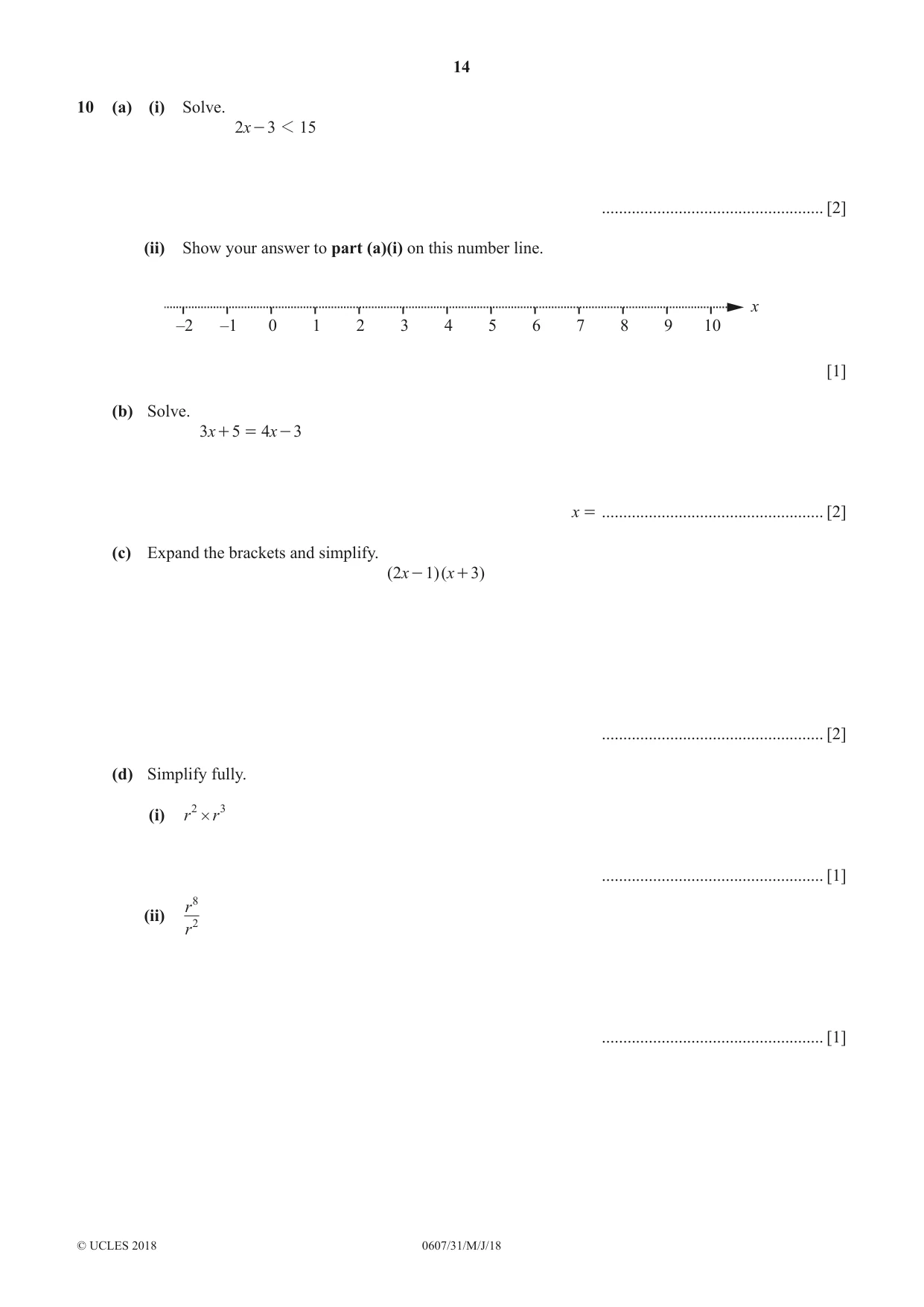 Cambridge IGCSE Mathematics - International 0607 2018 May/June Paper 3 · Variant 1 question paper, page 14 of 16