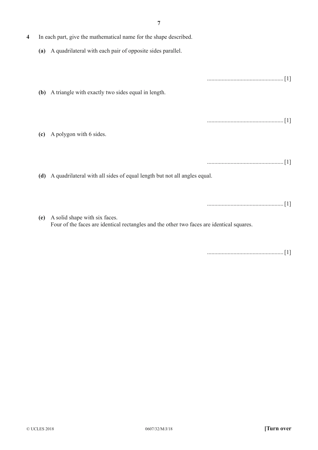 Cambridge IGCSE Mathematics - International 0607 2018 May/June Paper 3 · Variant 2 question paper, page 7 of 16