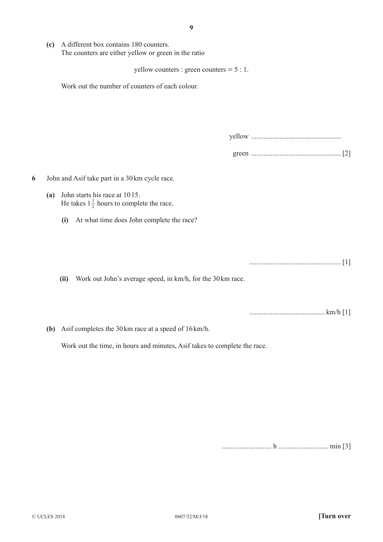 Cambridge IGCSE Mathematics - International 0607 2018 May/June Paper 3 · Variant 2 question paper, page 9 of 16