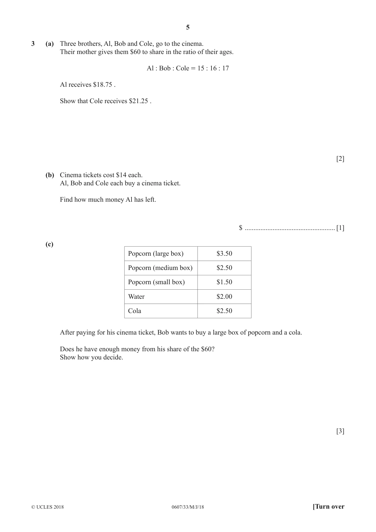 Cambridge IGCSE Mathematics - International 0607 2018 May/June Paper 3 · Variant 3 question paper, page 5 of 16