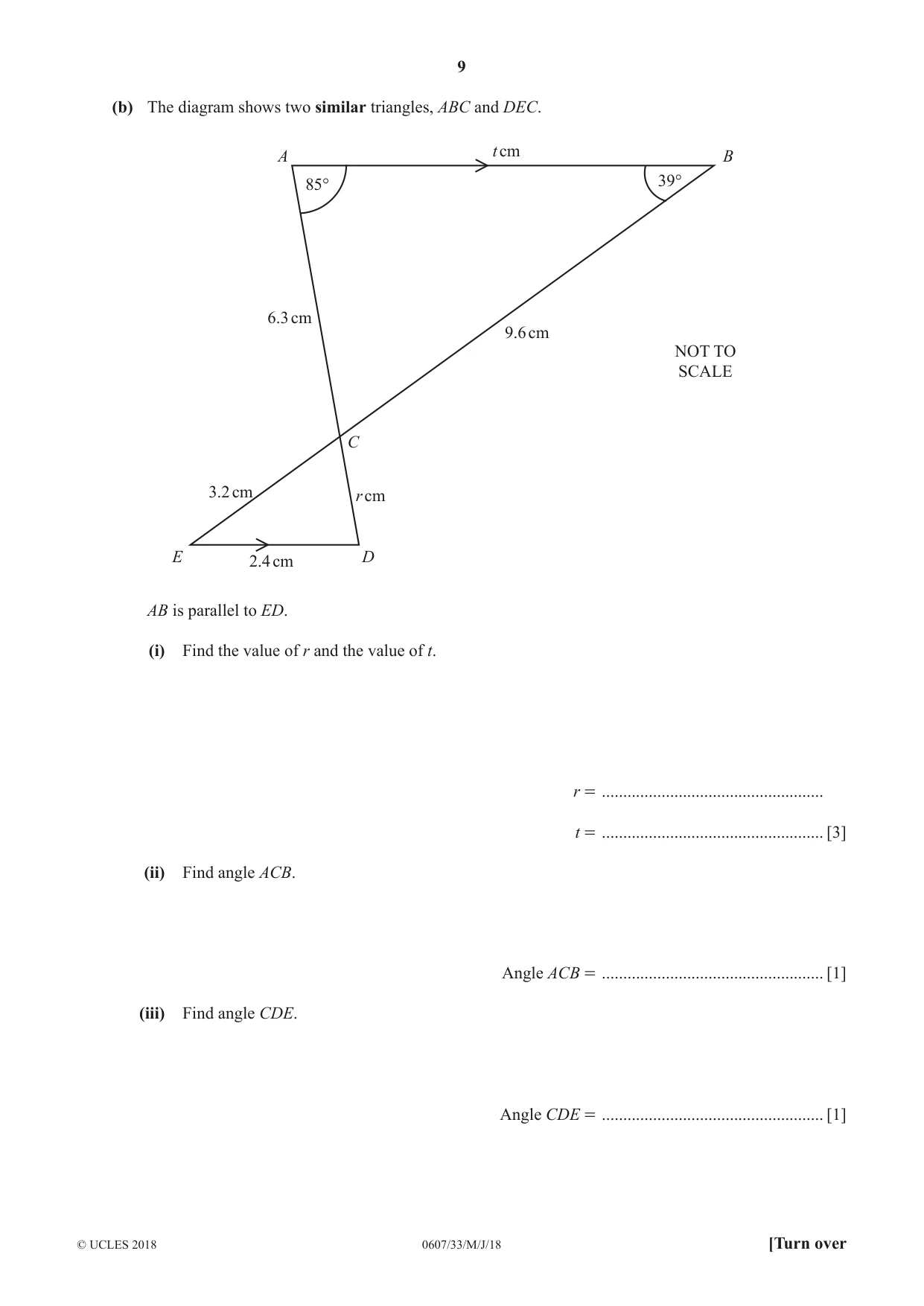 Cambridge IGCSE Mathematics - International 0607 2018 May/June Paper 3 · Variant 3 question paper, page 9 of 16