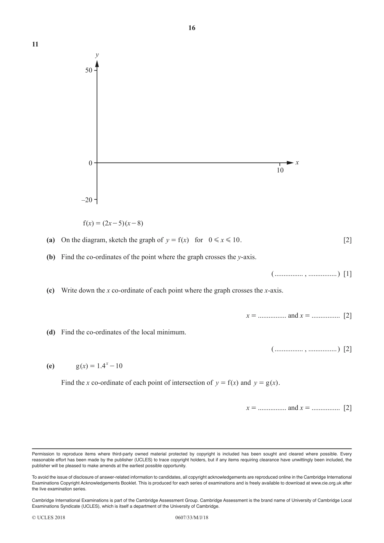 Cambridge IGCSE Mathematics - International 0607 2018 May/June Paper 3 · Variant 3 question paper, page 16 of 16