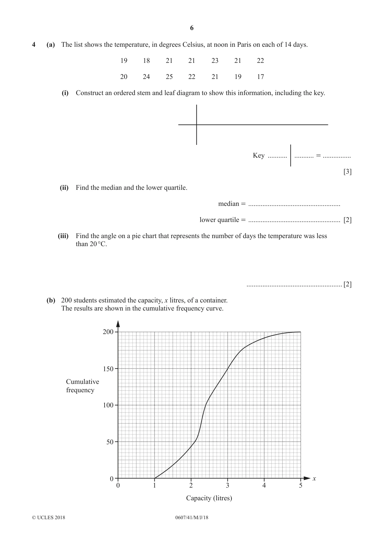Cambridge IGCSE Mathematics - International 0607 2018 May/June Paper 4 · Variant 1 question paper, page 6 of 20
