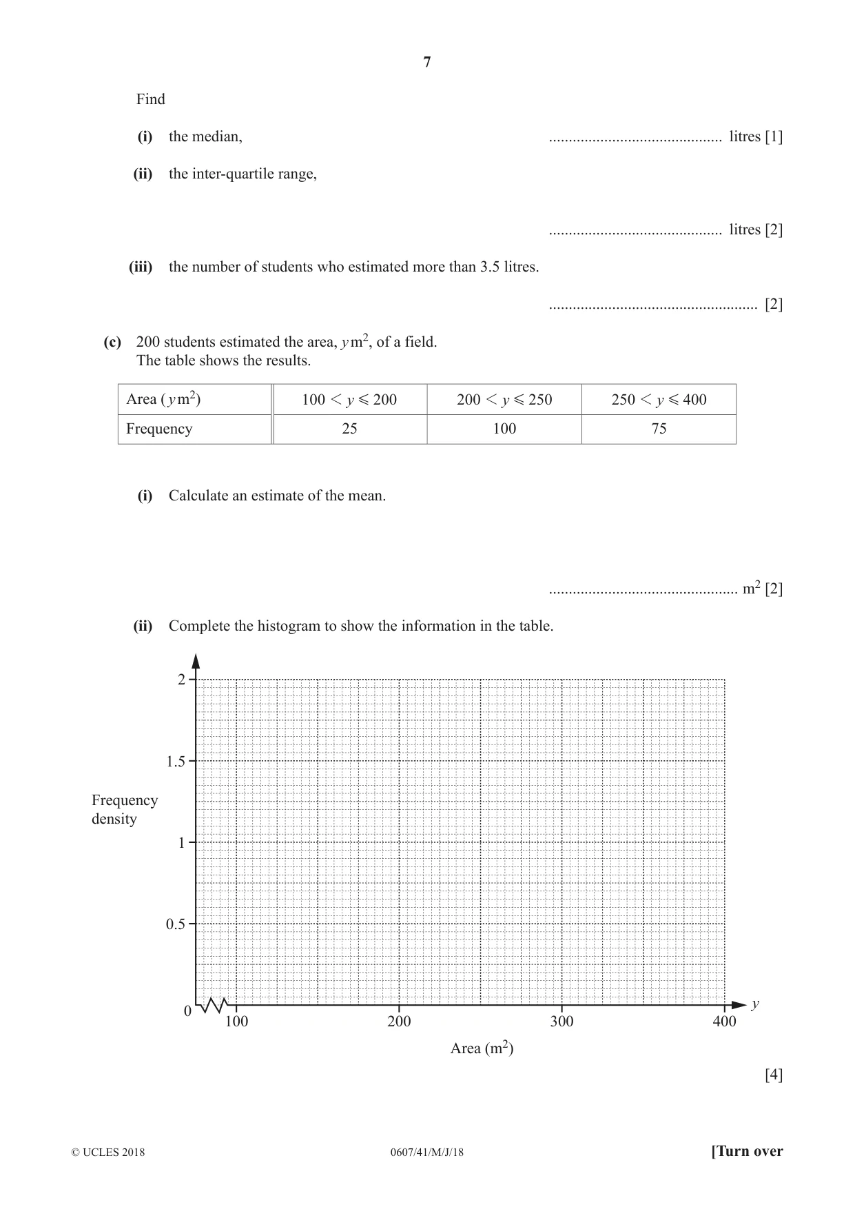 Cambridge IGCSE Mathematics - International 0607 2018 May/June Paper 4 · Variant 1 question paper, page 7 of 20